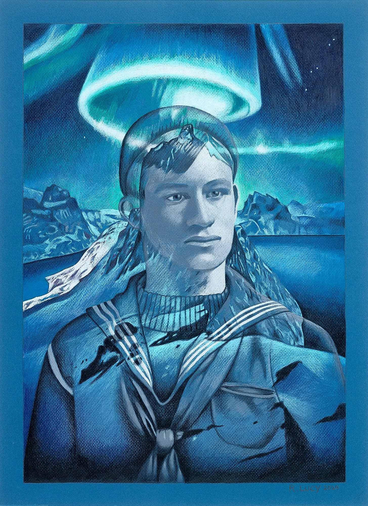 Night Light, 2024, Colored pencil on colored paper, 22 x 16 inches (55.9 x 40.6 cm).
