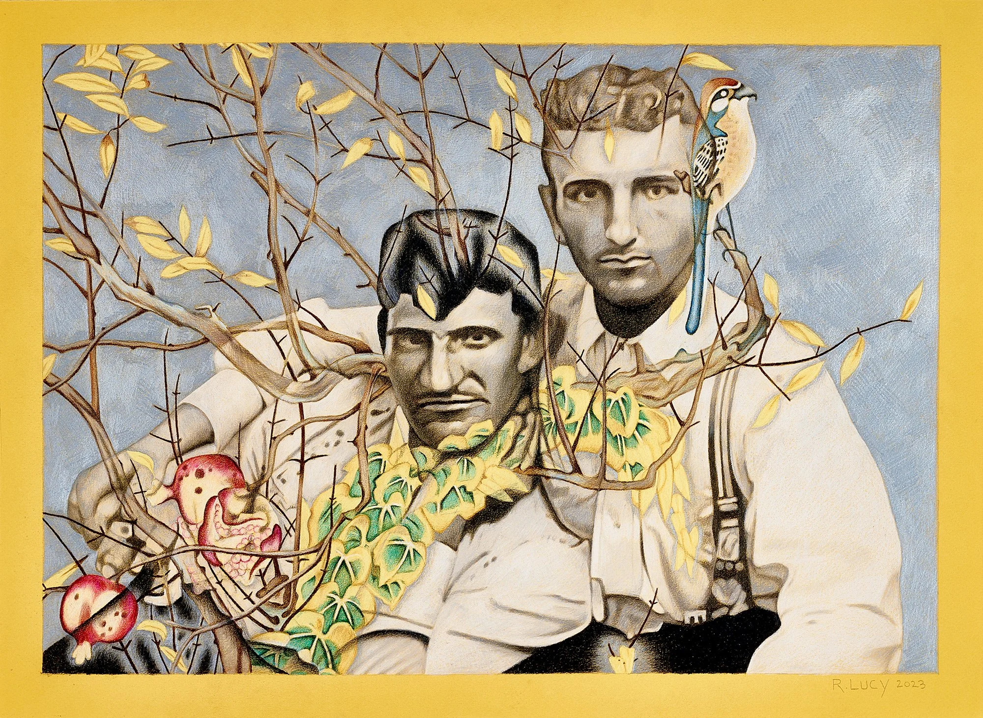 Sentinel, 2023, Colored pencil on colored paper, 22 x 16 inches (55.9 x 40.6 cm).