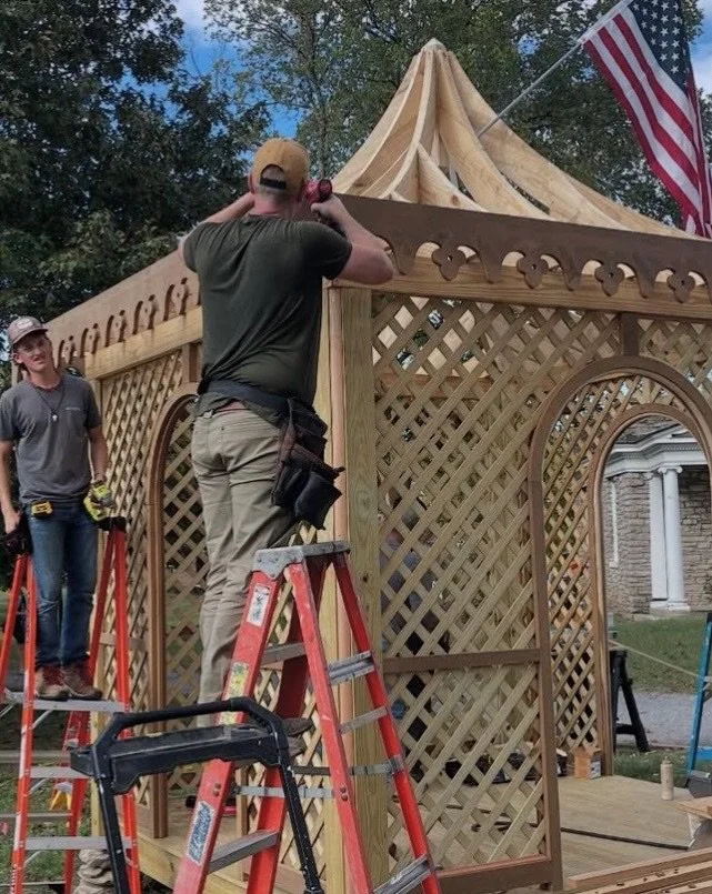 Happy to volunteer my time today with @hands_of_vintage_millworks @vintagemillworksinc to construct a reproduction gazebo from the 1890s in Sevier Park. Sunnyside Mansion, Nashville, TN.