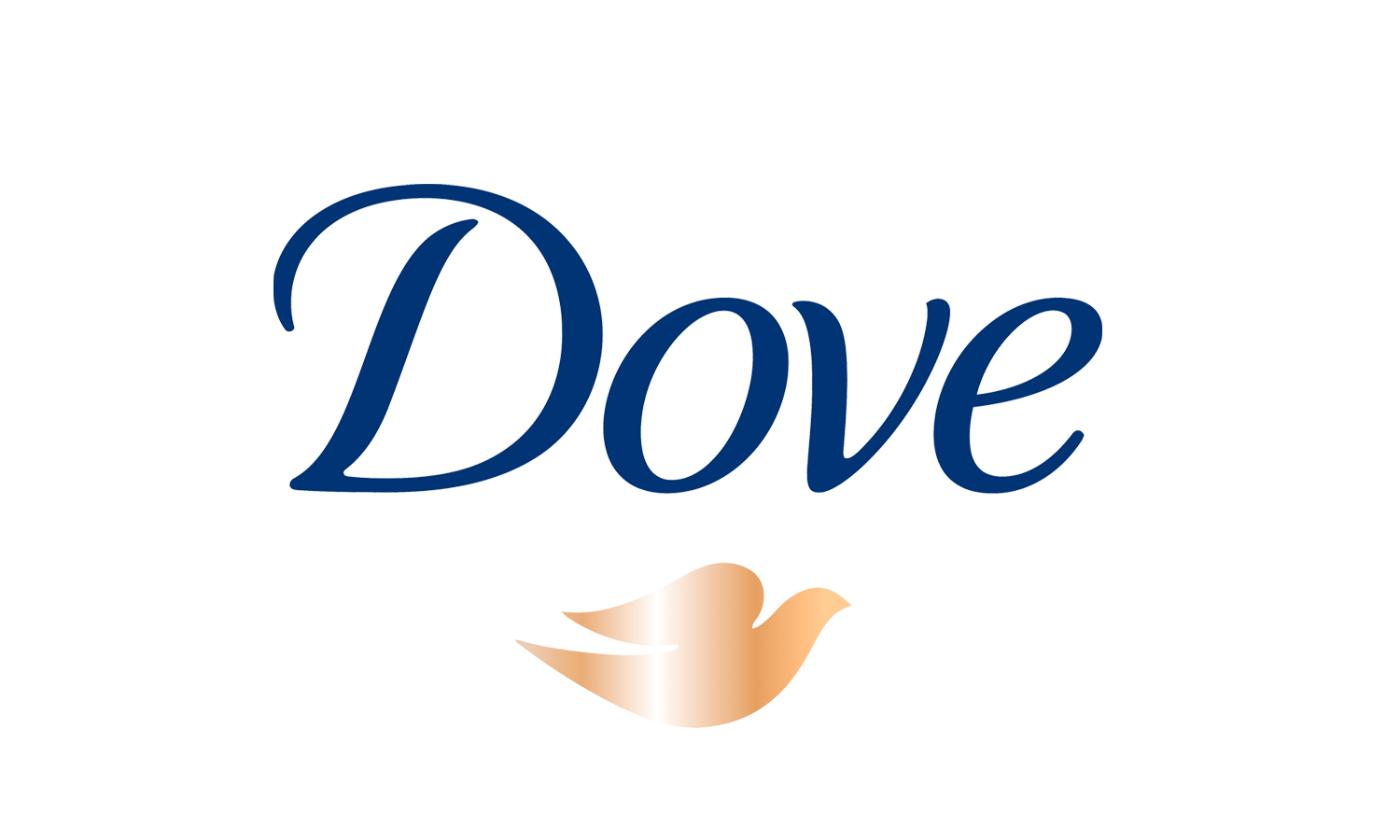 Dove logo in blue with a beige dove icon below.