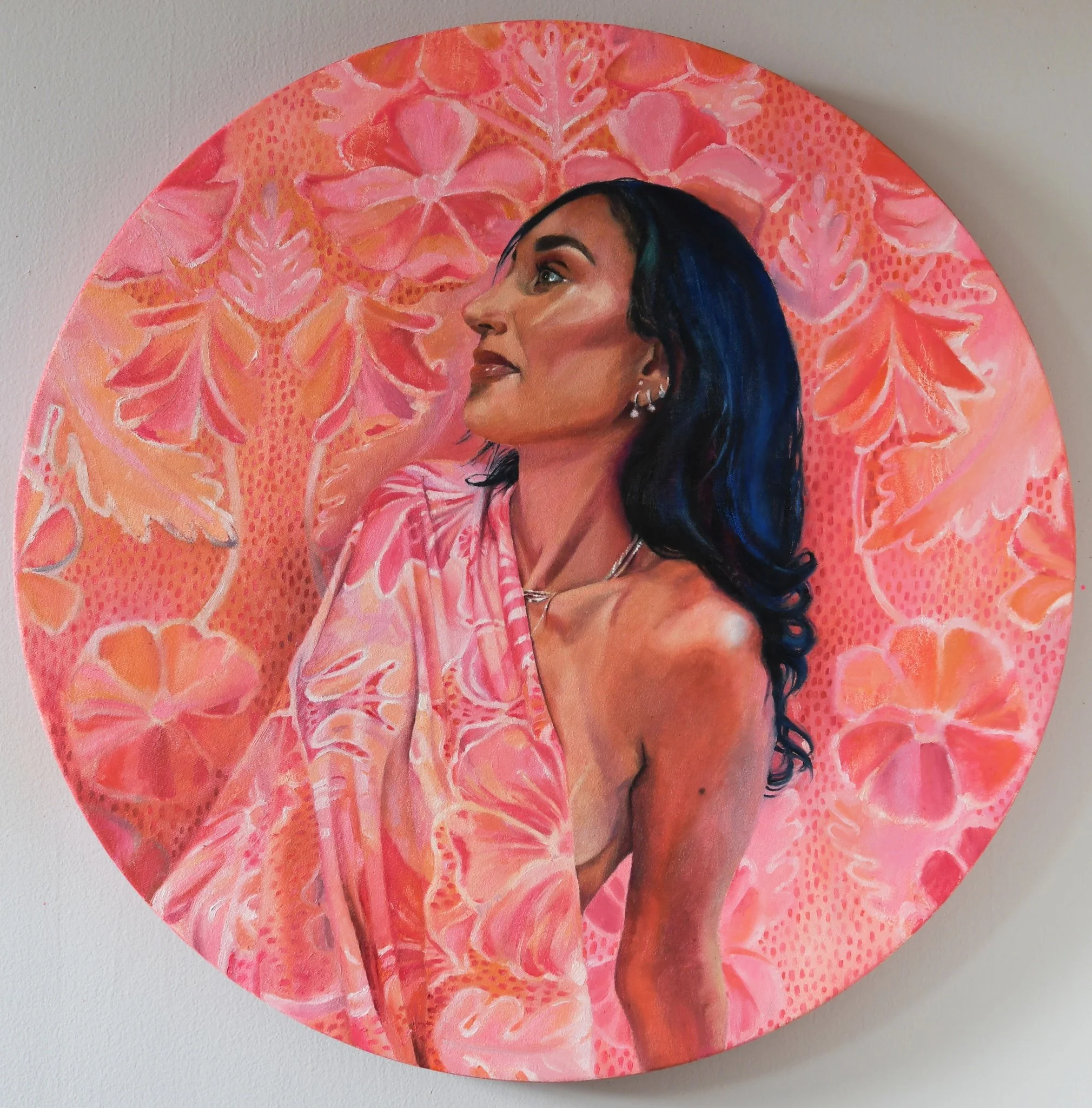 'Bloom', oil on canvas, 24"d,  Available.
