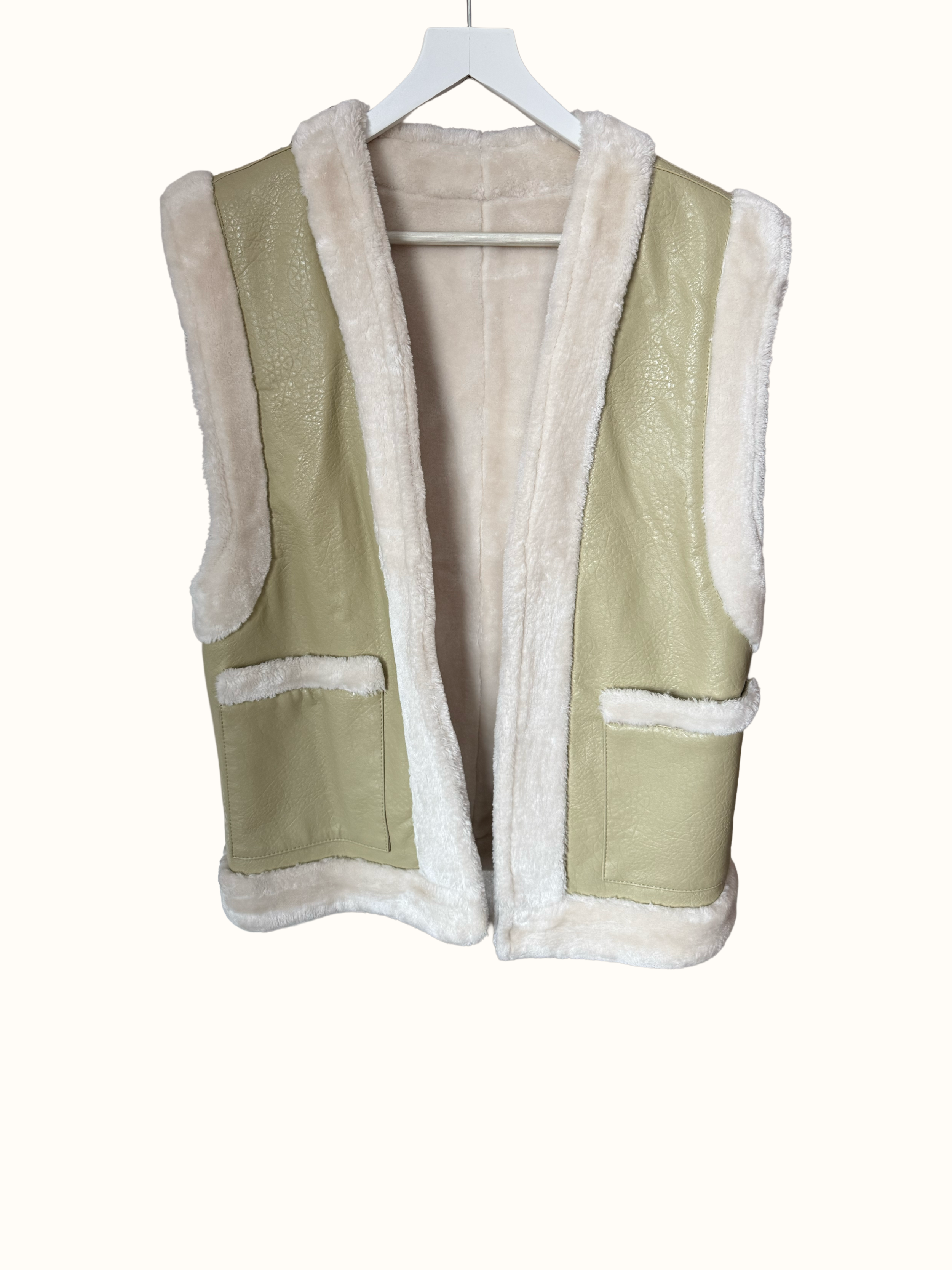 WeWoreWhat | Green Sherpa Reversible Vest (S/M)