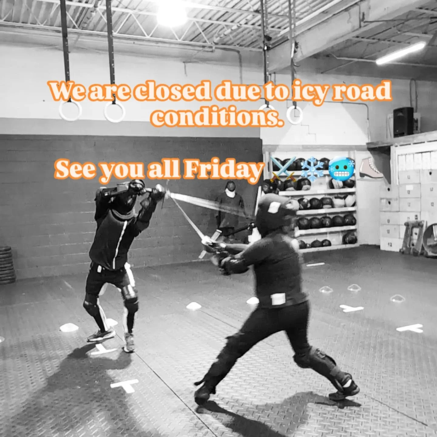Open sparring is cancelled due to icy road conditions! See everyone for classes and sparring on Friday! ⚔️❄️🥶⛸️

.
.
.
.

#HEMA #historicaleuropeanmartialarts #fencing #cleveland #ThisIsCle