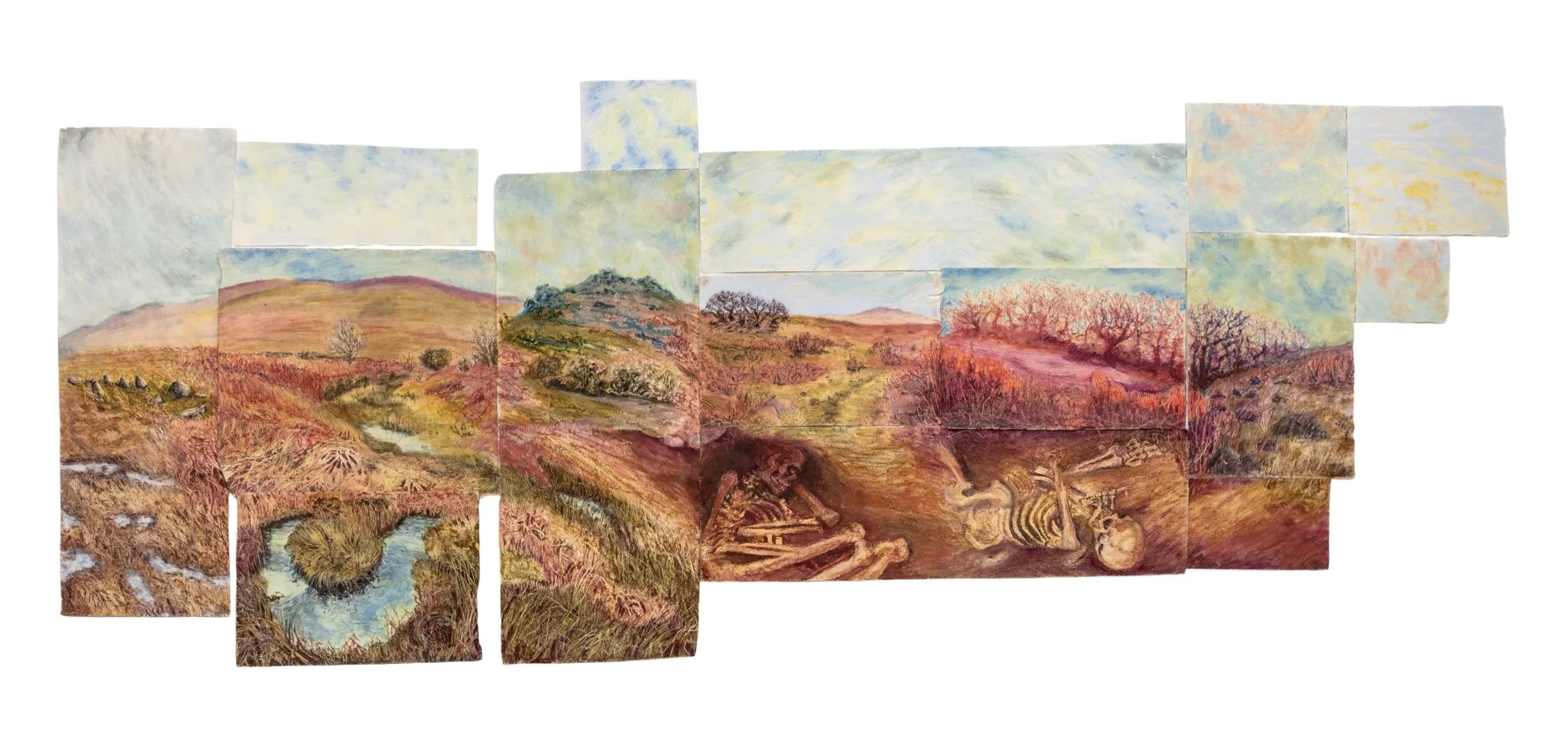 'Preseli Walk 001'. Oil and soft pastel on paper. 213 x 80cm.