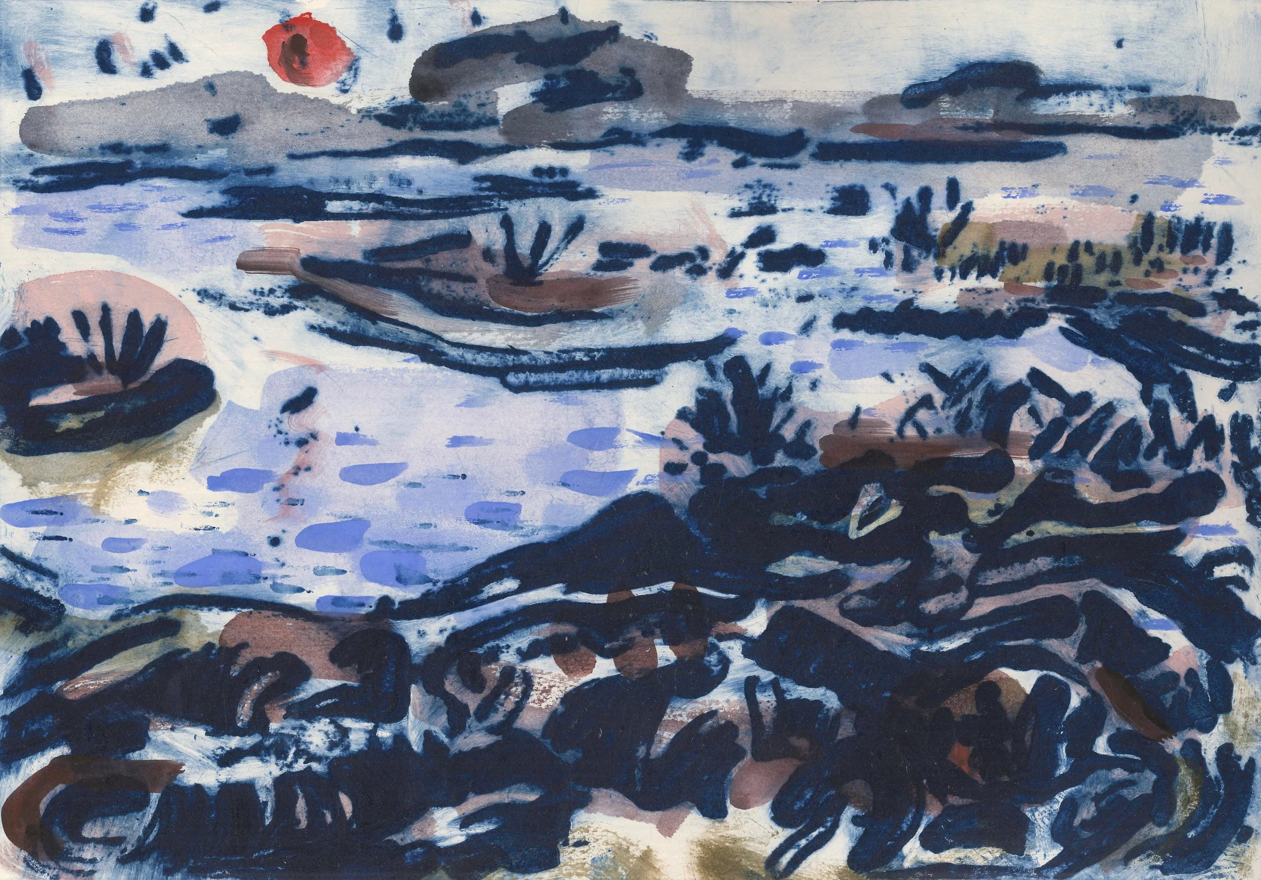'Flows'. Watercolour and Carborundum. 2024