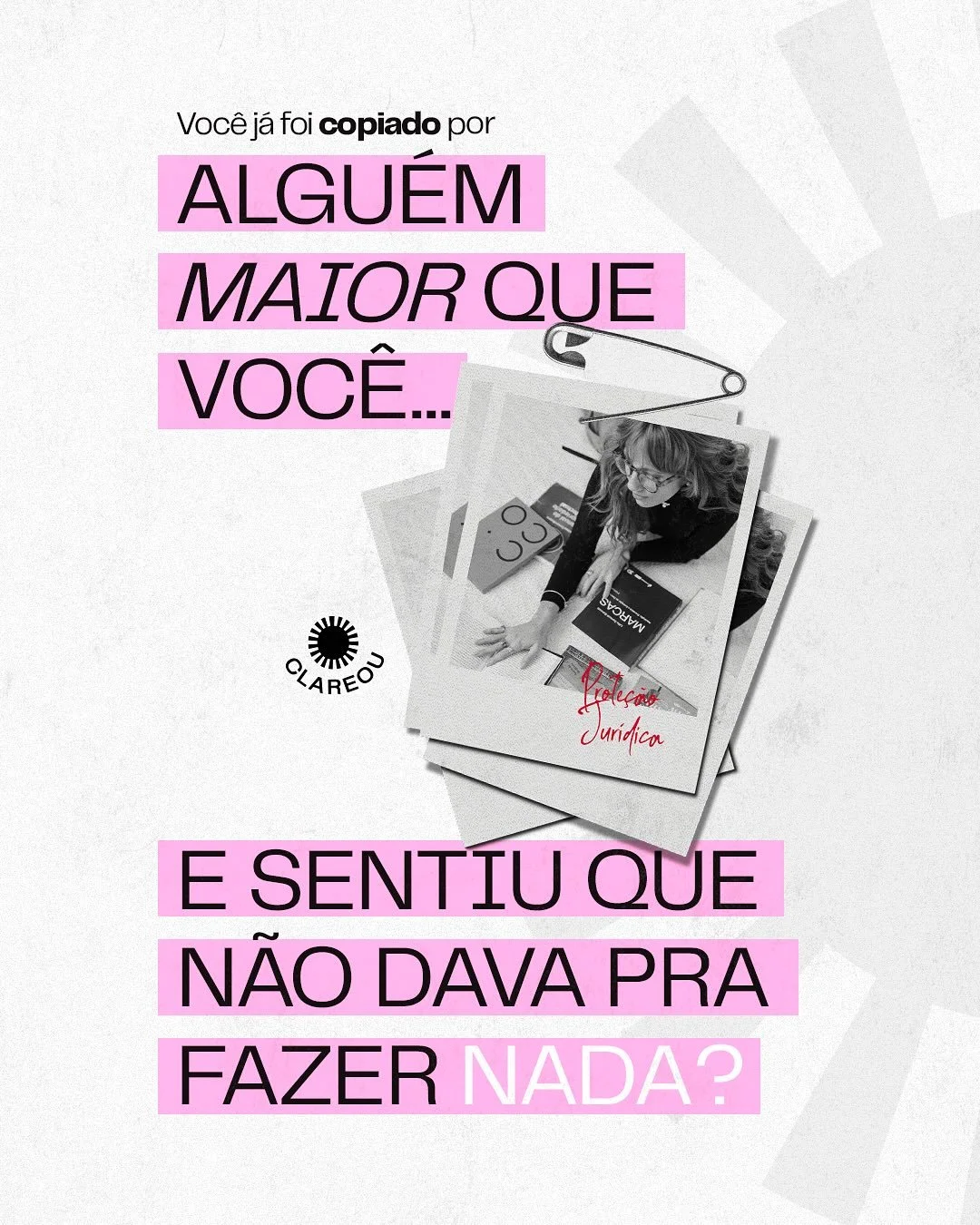 📢 Alerta para marcas e designers de moda:
Ter uma boa ideia n&atilde;o &eacute; suficiente.
⠀
Voc&ecirc; precisa de estrat&eacute;gia jur&iacute;dica.
Voc&ecirc; precisa de prote&ccedil;&atilde;o.
⠀
Com a Assessoria Clareou Ativos de Moda, mapeamos 