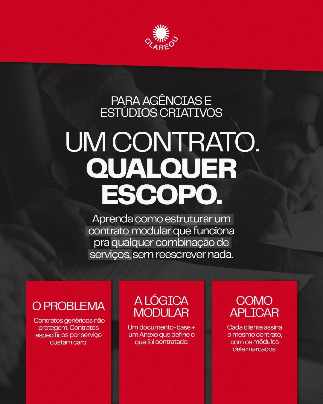 Se voc&ecirc; presta diferentes tipos de servi&ccedil;o e trabalha com demandas personalizadas, o contrato modular pode se tornar o seu bra&ccedil;o direito para atuar com mais organiza&ccedil;&atilde;o, seguran&ccedil;a jur&iacute;dica e clareza em 