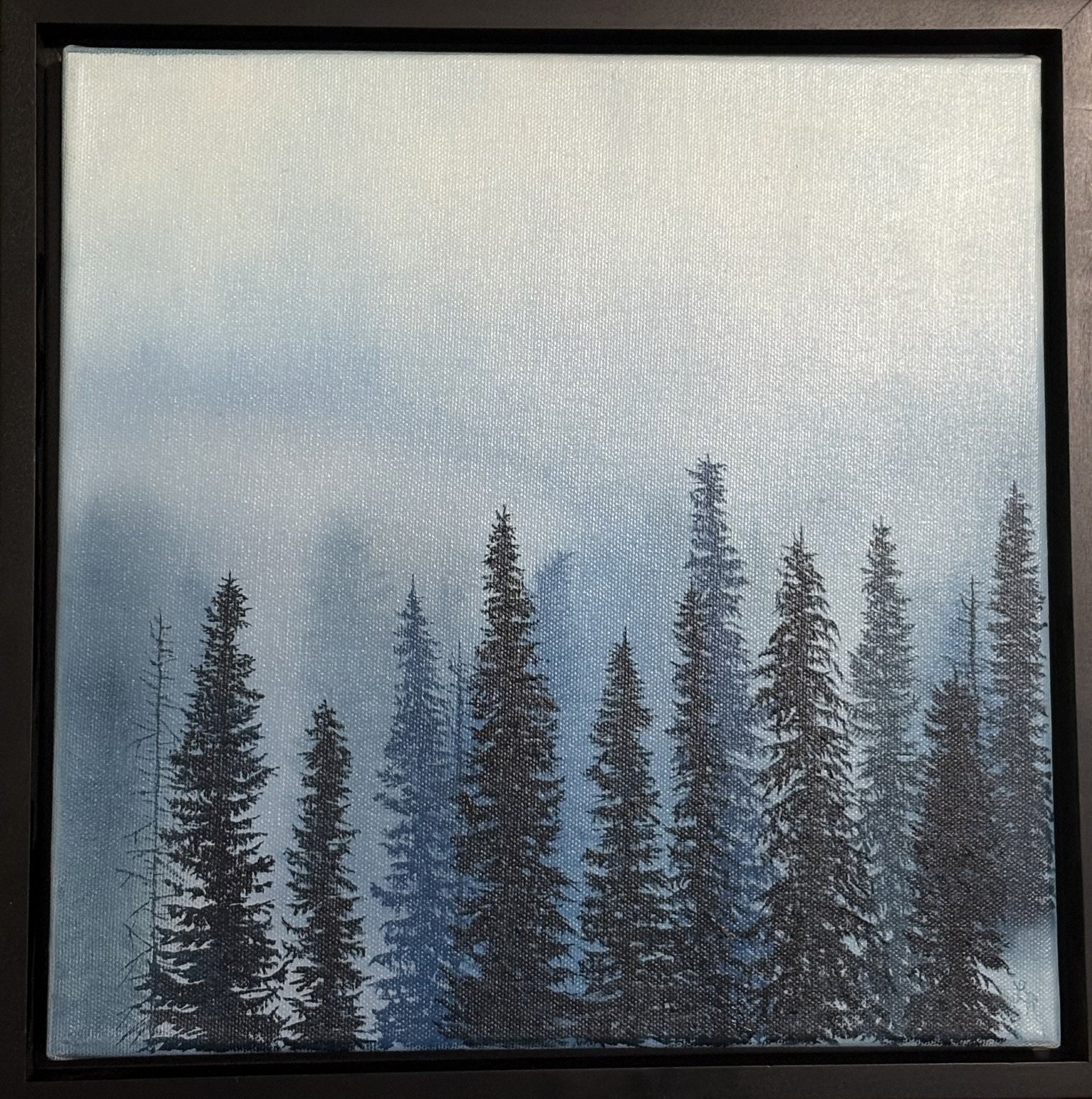 Blue Foggy Forest  Oil painting, Original Oil Painting, Pacific Northwest Art