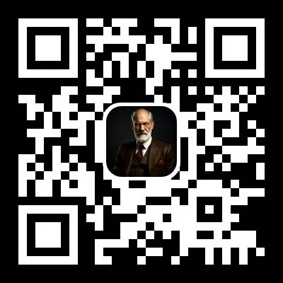 QR code with a profile picture of an older man with glasses and a beard in the center.