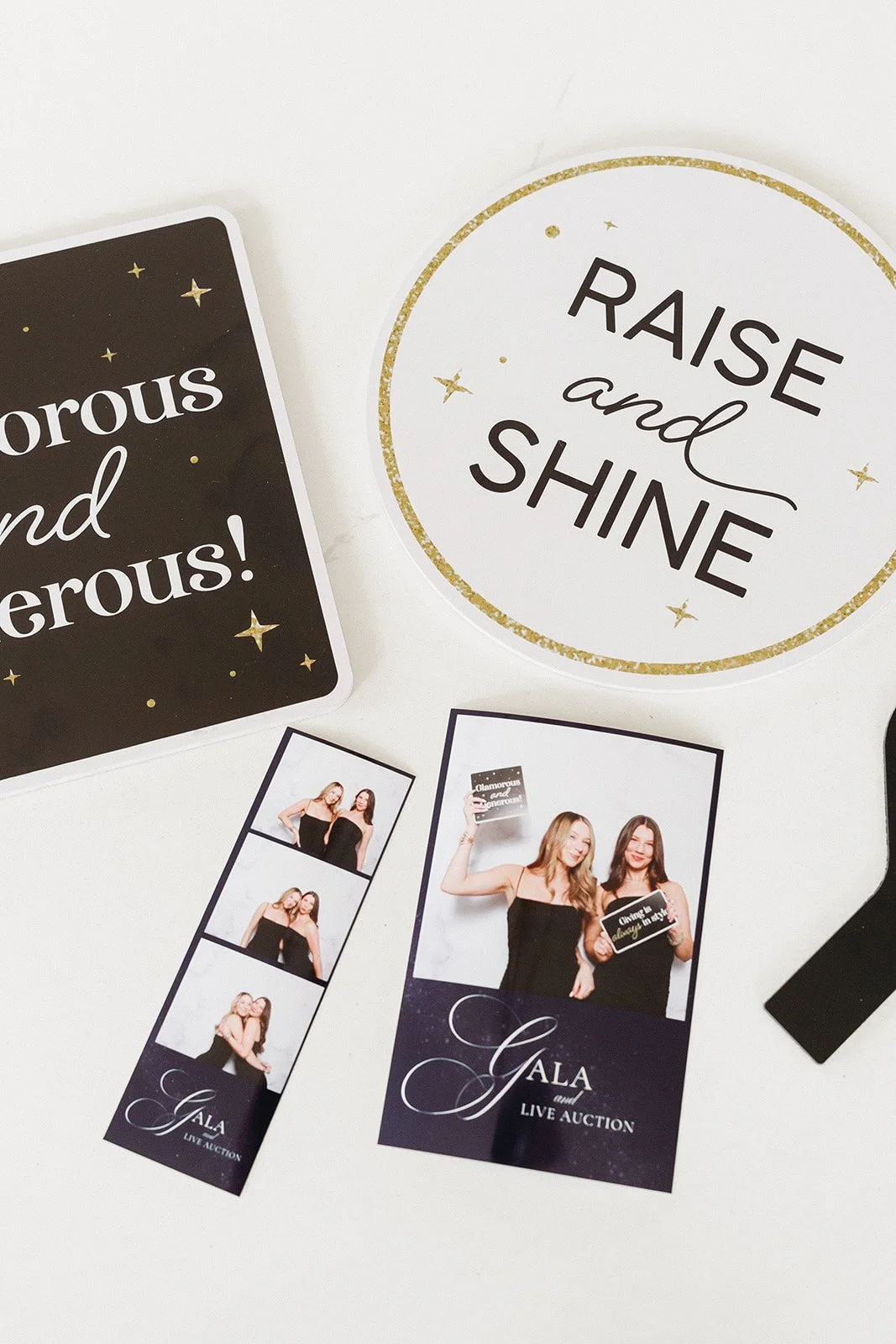 Glam booth with black backdrop and clean aesthetic for Houston birthday party