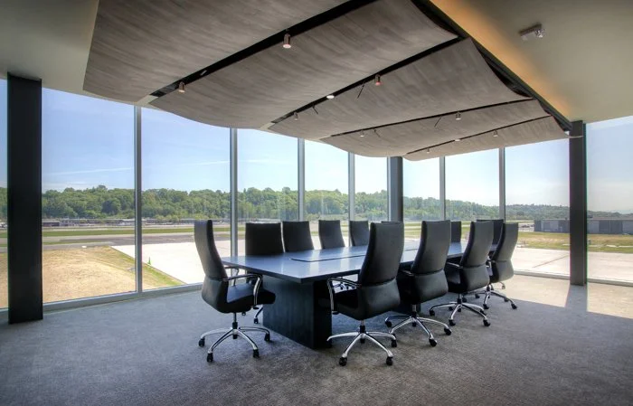Conference Room Wood Panel Ceiling Sculpture