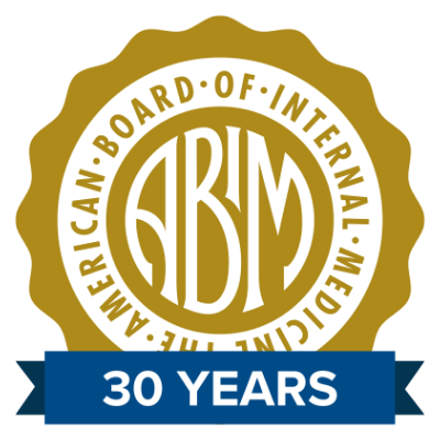 American Board of Internal Medicine logo with blue circle and white initials ABIM