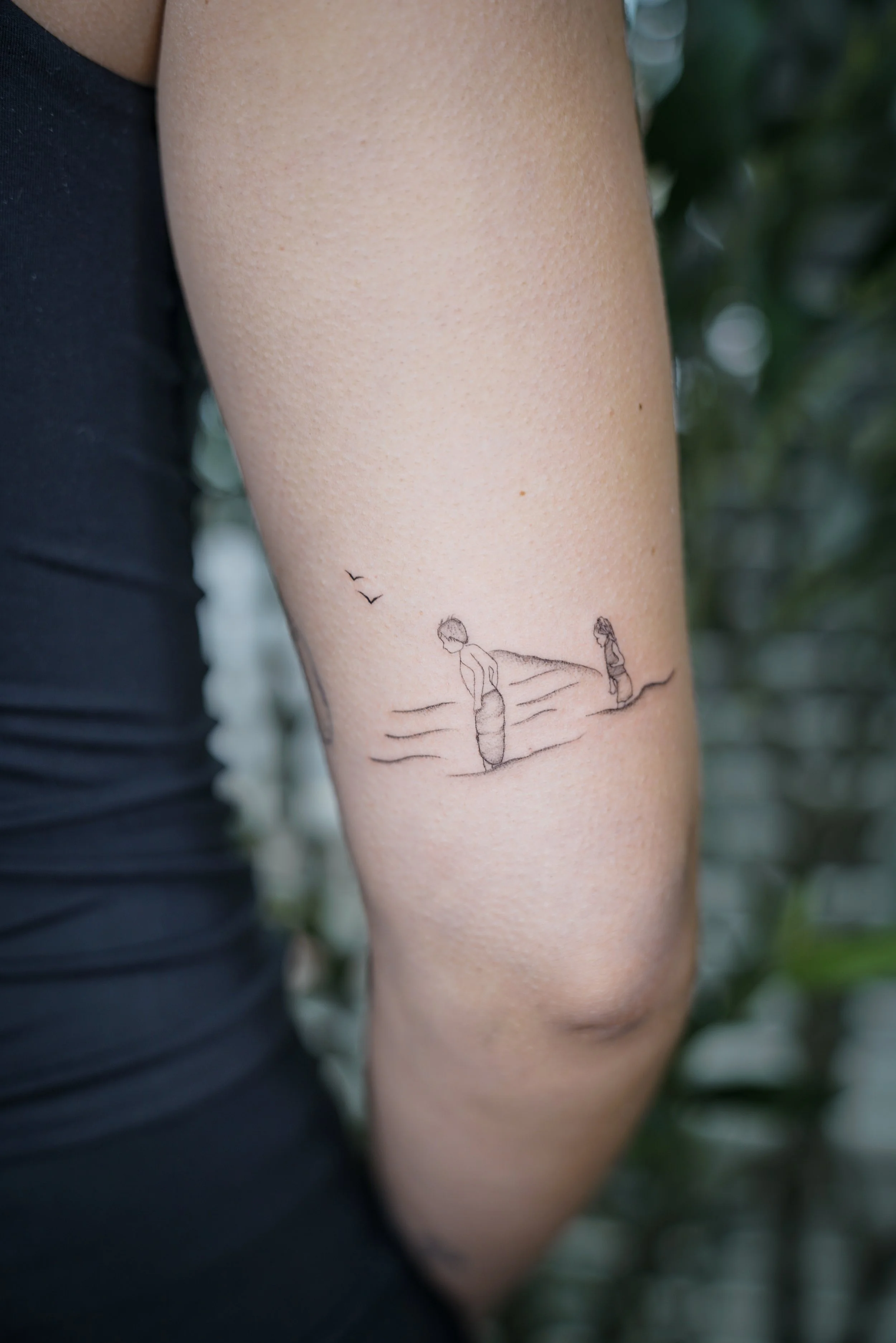 Portrait turned into fine line tattoo