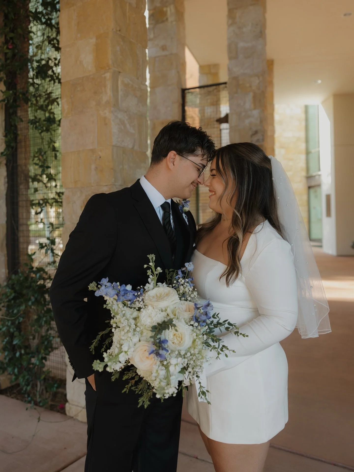 Bridal bouquet with her something blue 💙
Soft creams, blush tones, and delicate blue accents came together for a timeless bridal bouquet, paired with a classic boutonni&egrave;re to complete the look.

#WonderBloomsAZ #ArizonaFlorist #somethingblue