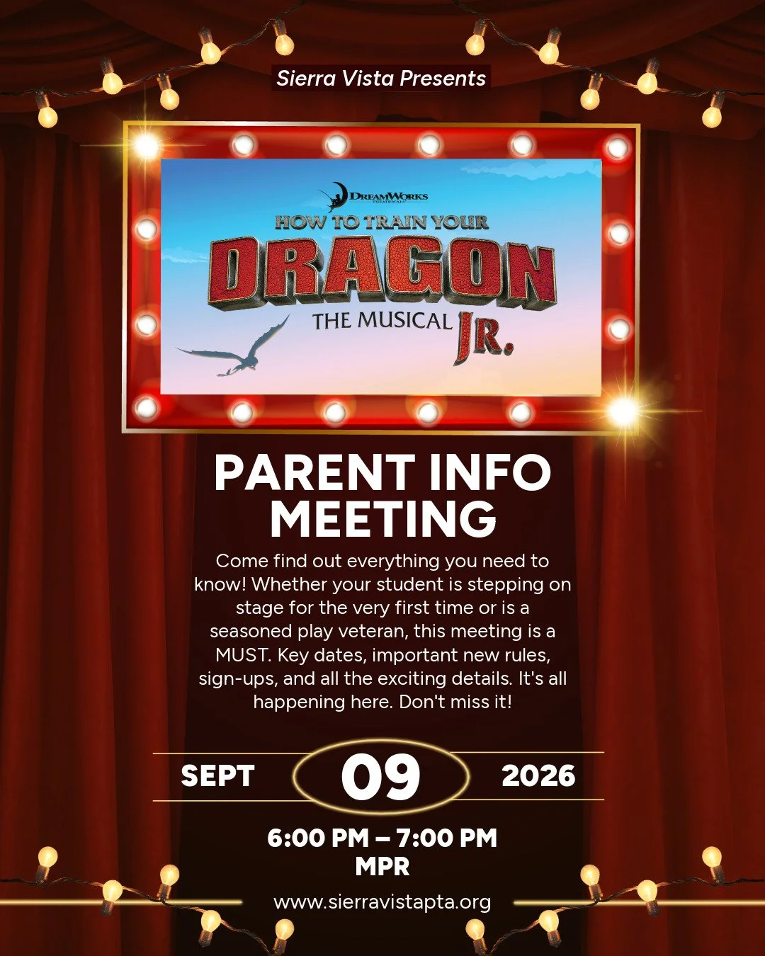 Sept. 9, 2026 | How to Train Your Dragon The Musical Jr. - PARENT MEETING