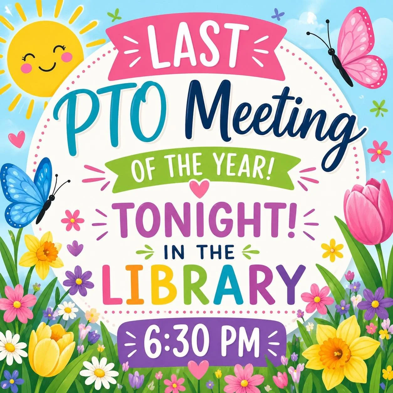 🌸✨ Tonight&rsquo;s the Night! ✨🌸

Join us for our LAST PTO meeting of the year tonight at 6:30 PM in the library!

As we start wrapping up an amazing school year, we&rsquo;ll be looking ahead to one of our favorite weeks&hellip; Teacher &amp; Staff
