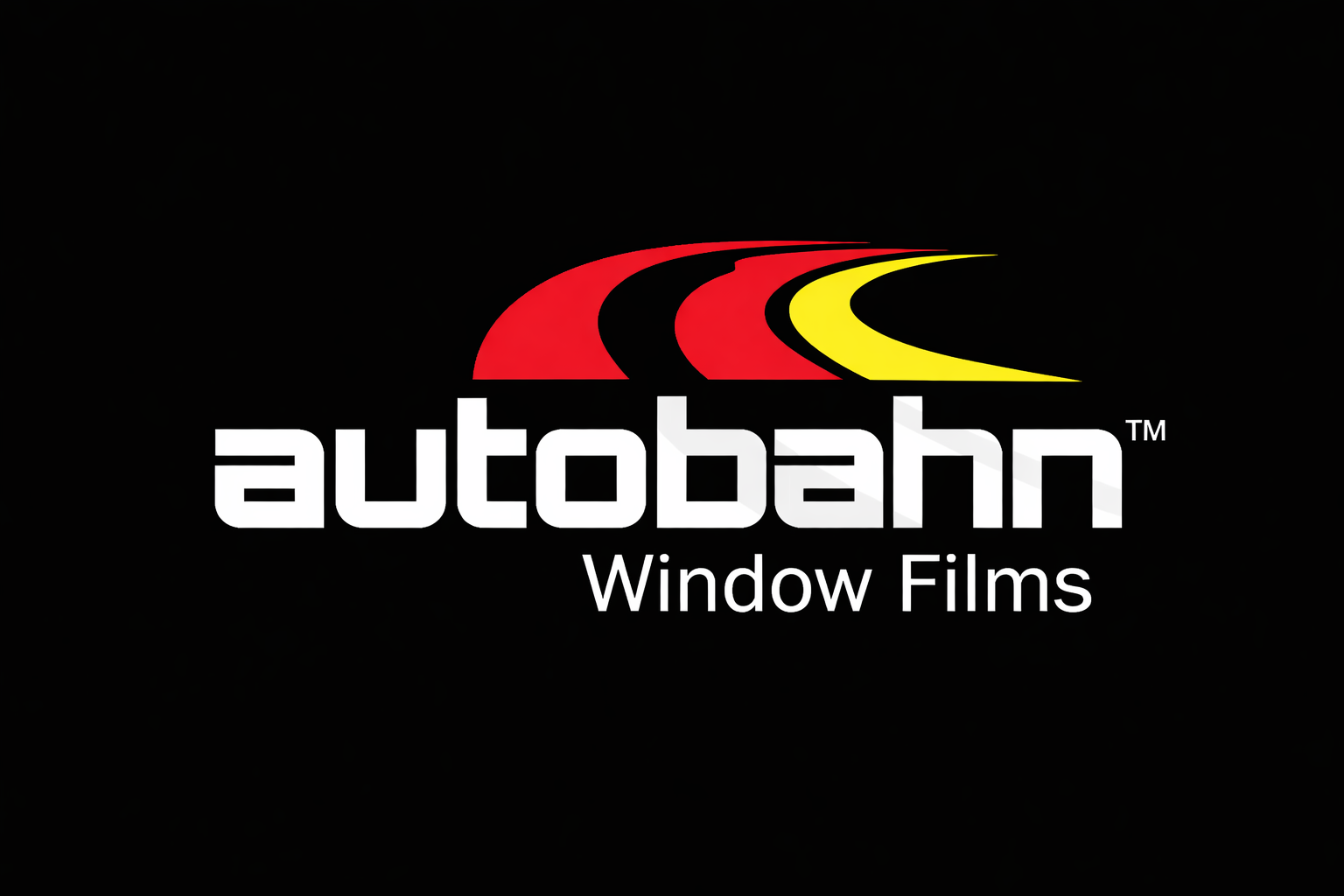Autobahn Window Films logo with a black background, red, black, and yellow stylized road graphic, and white text.
