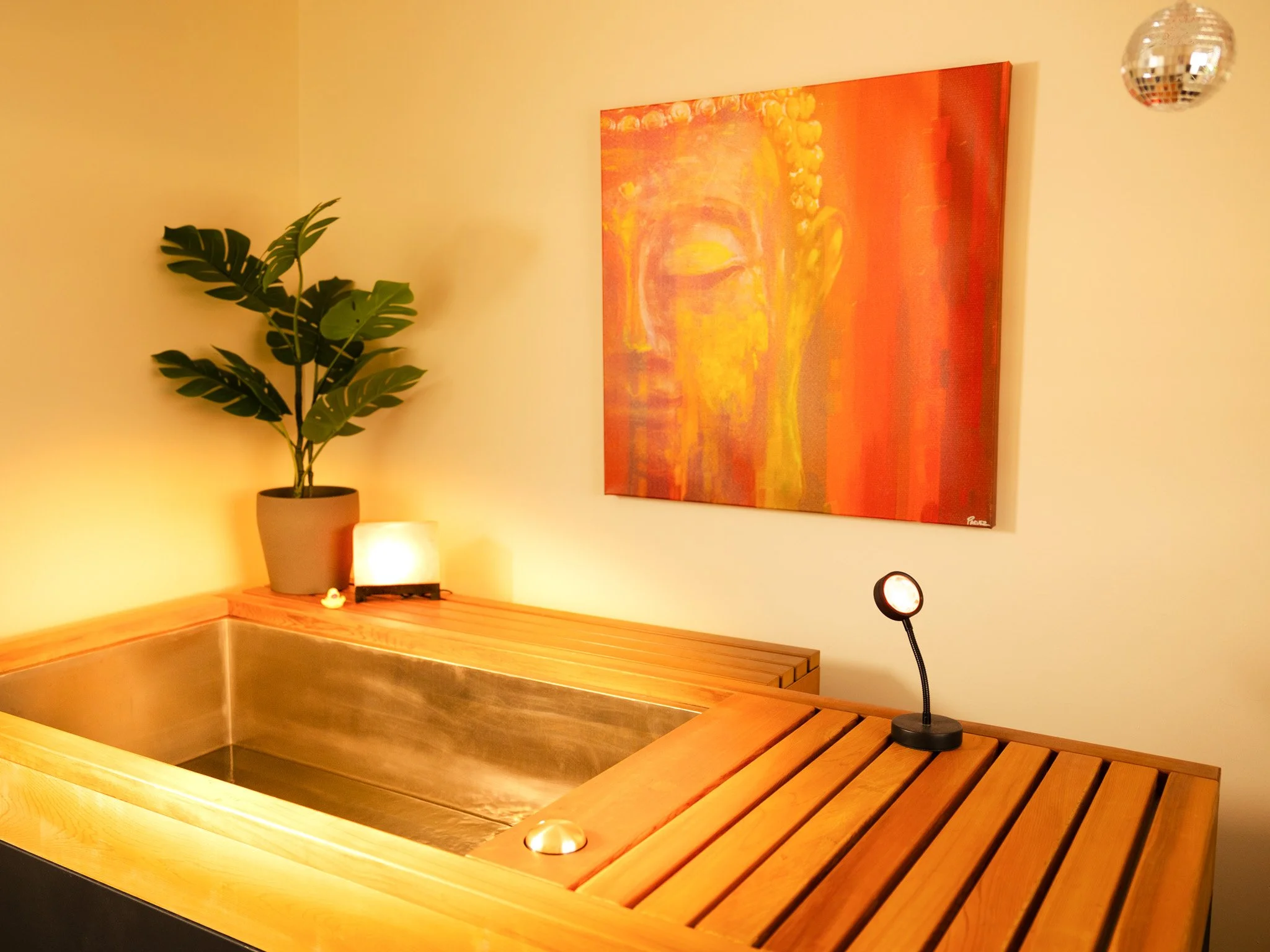 cold plunge room in a spa with pretty decor