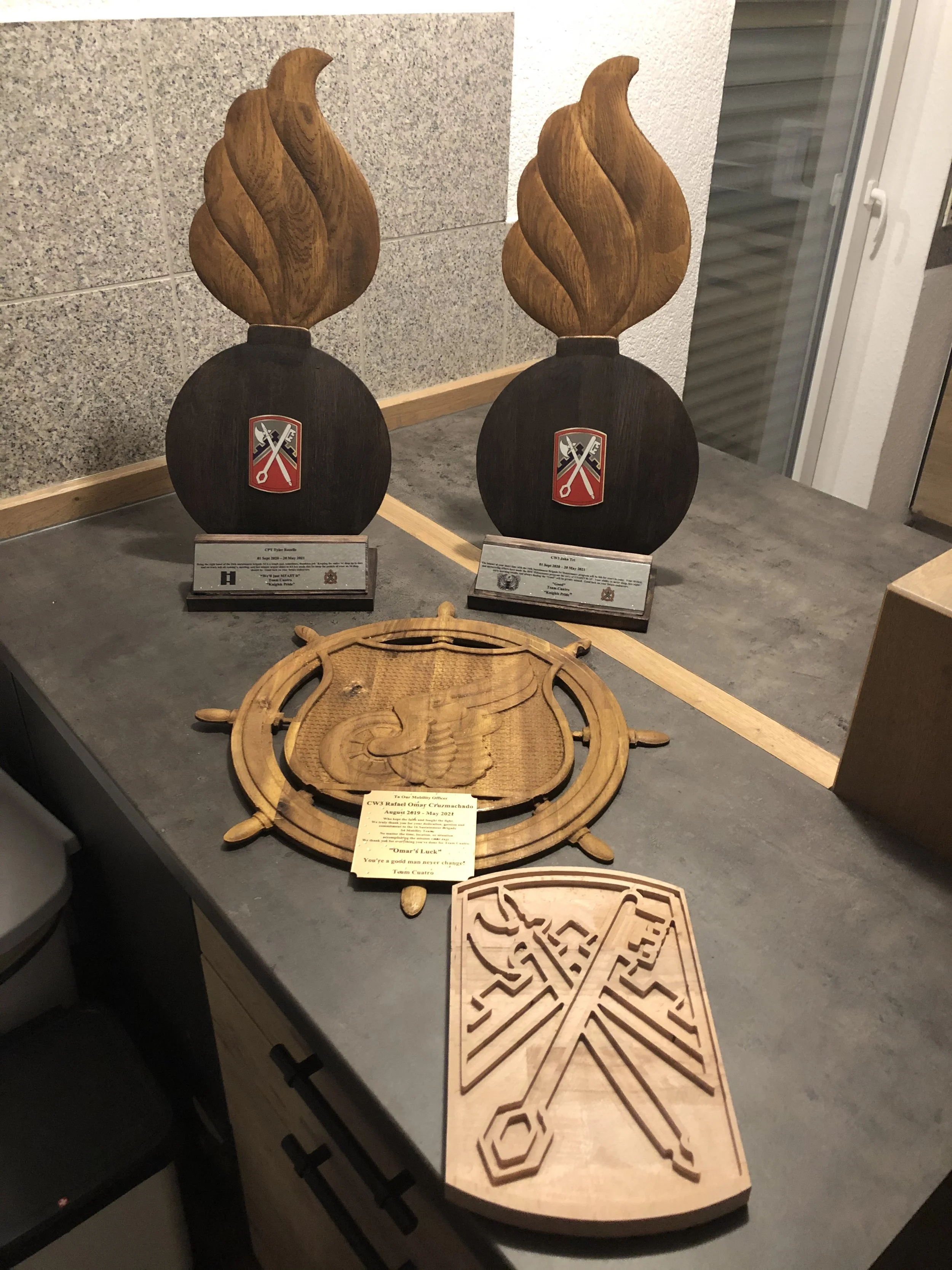 3D carved Regimental Crest and Unit Patches