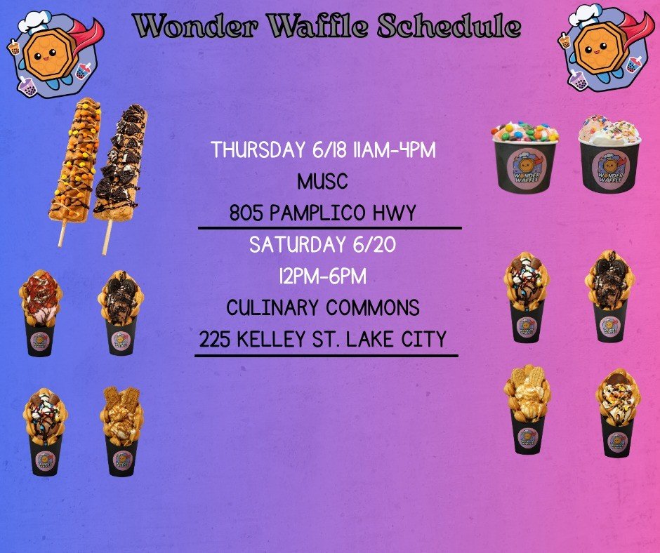 Hey Wonderfam! 🎉
Check out our schedule and swing by to see us! We&rsquo;re serving up all your favorites &mdash; bubble waffles, waffle pops, ice cream cups, fizzes, freshers, and milk teas. 🍦🧇🥤
Come treat yourself&hellip; you know you deserve i