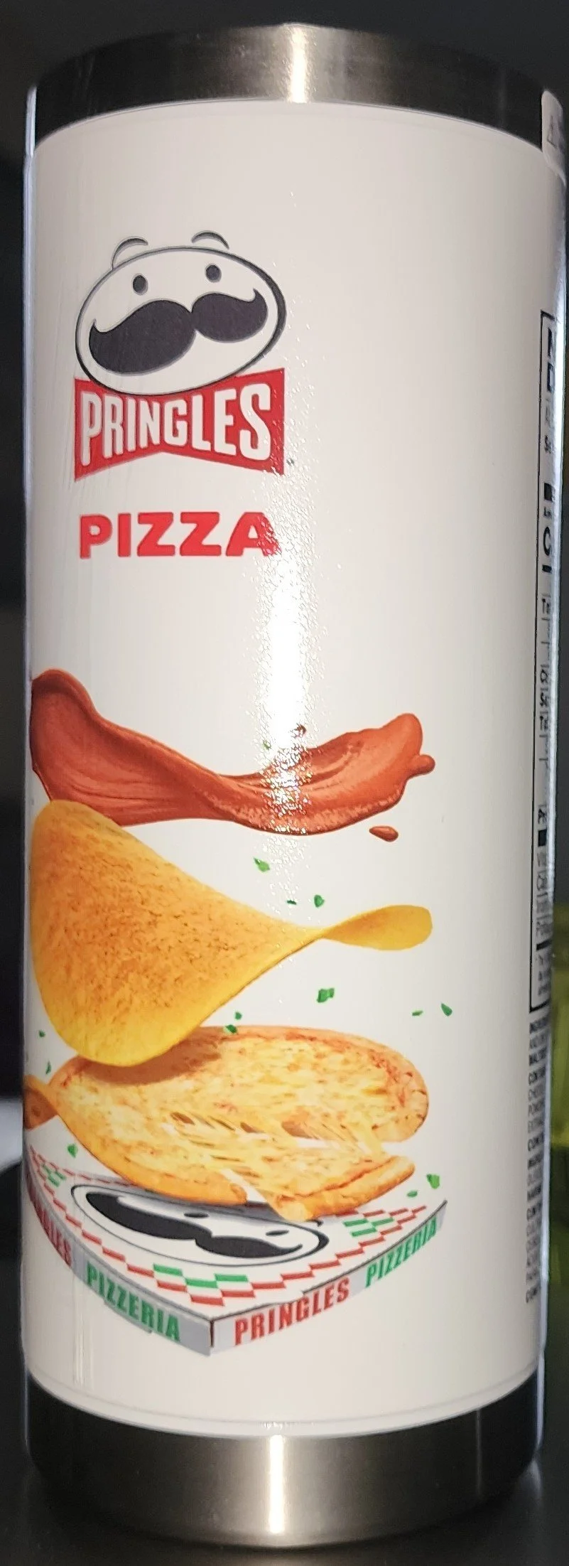 tumbler with Pringles pizza flavor design.