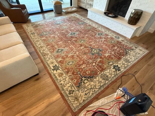 Living room rug cleaned by True Renewal in Austin — stain-free, fast-drying results with eco-friendly products.