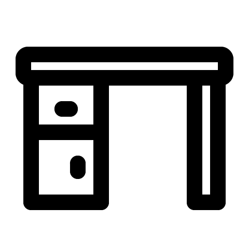 Icon of a desk with a computer monitor and a keyboard.