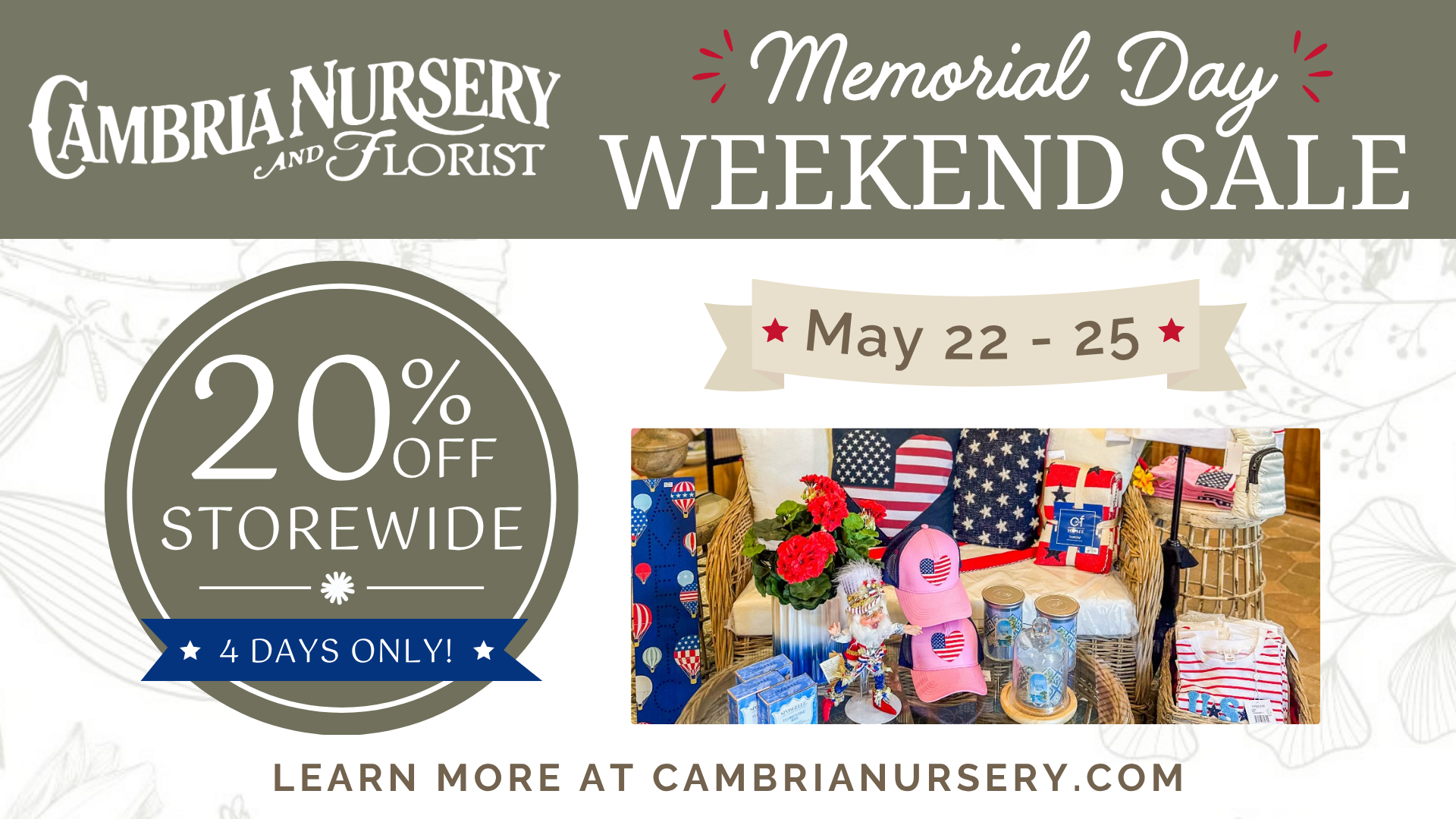 Memorial Day Weekend Sale at Cambria Nursery