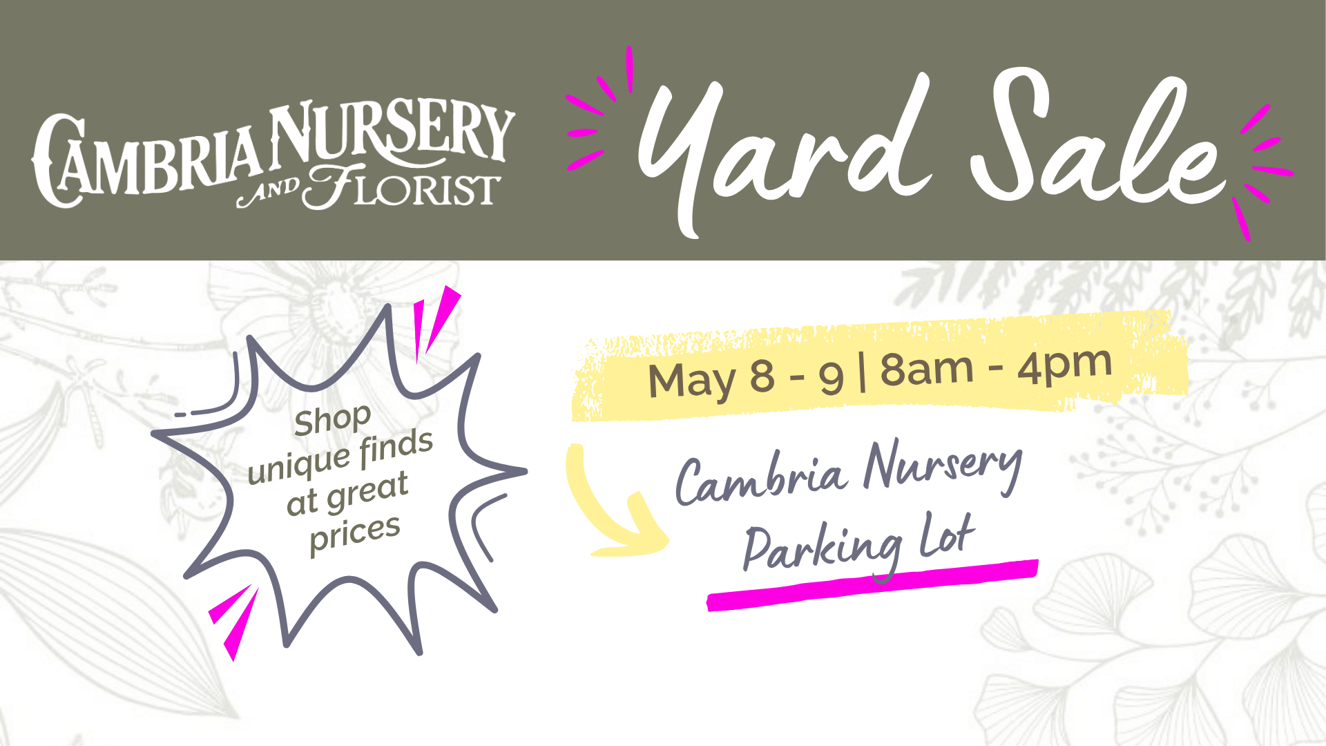 Cambria Nursery Yard Sale