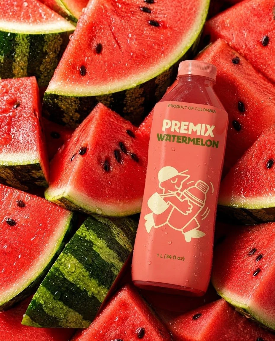 Premix Watermelon bottle on watermelon slices
