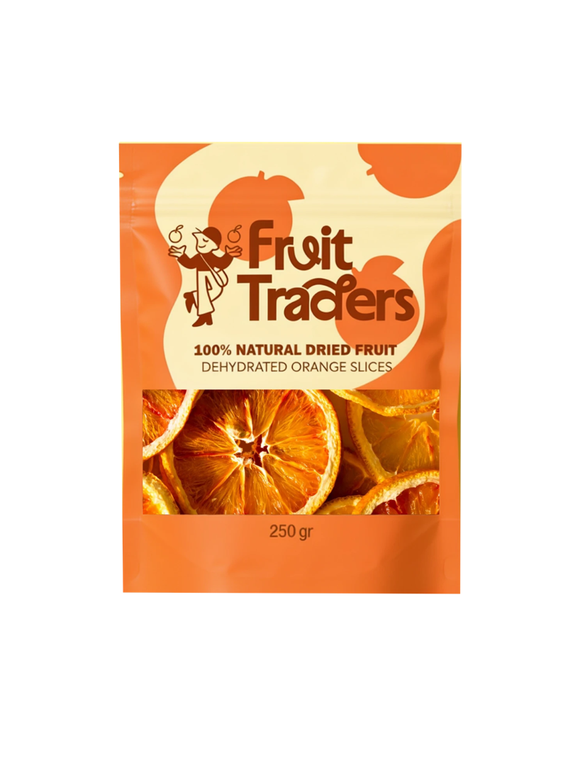 Dehydrated orange slices pouch, 250 gr