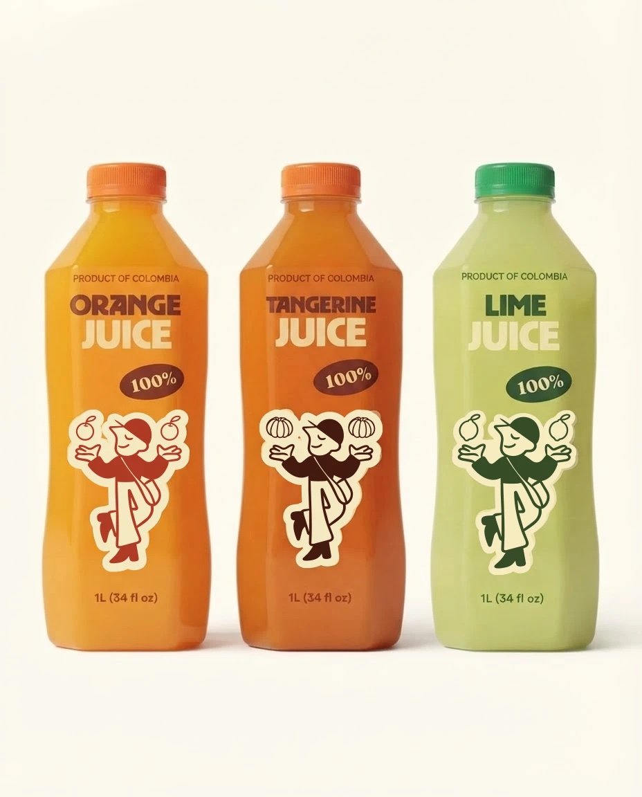 Fruit Traders 100% Orange, Tangerine and Lime juice bottles, 1L (34 fl oz)