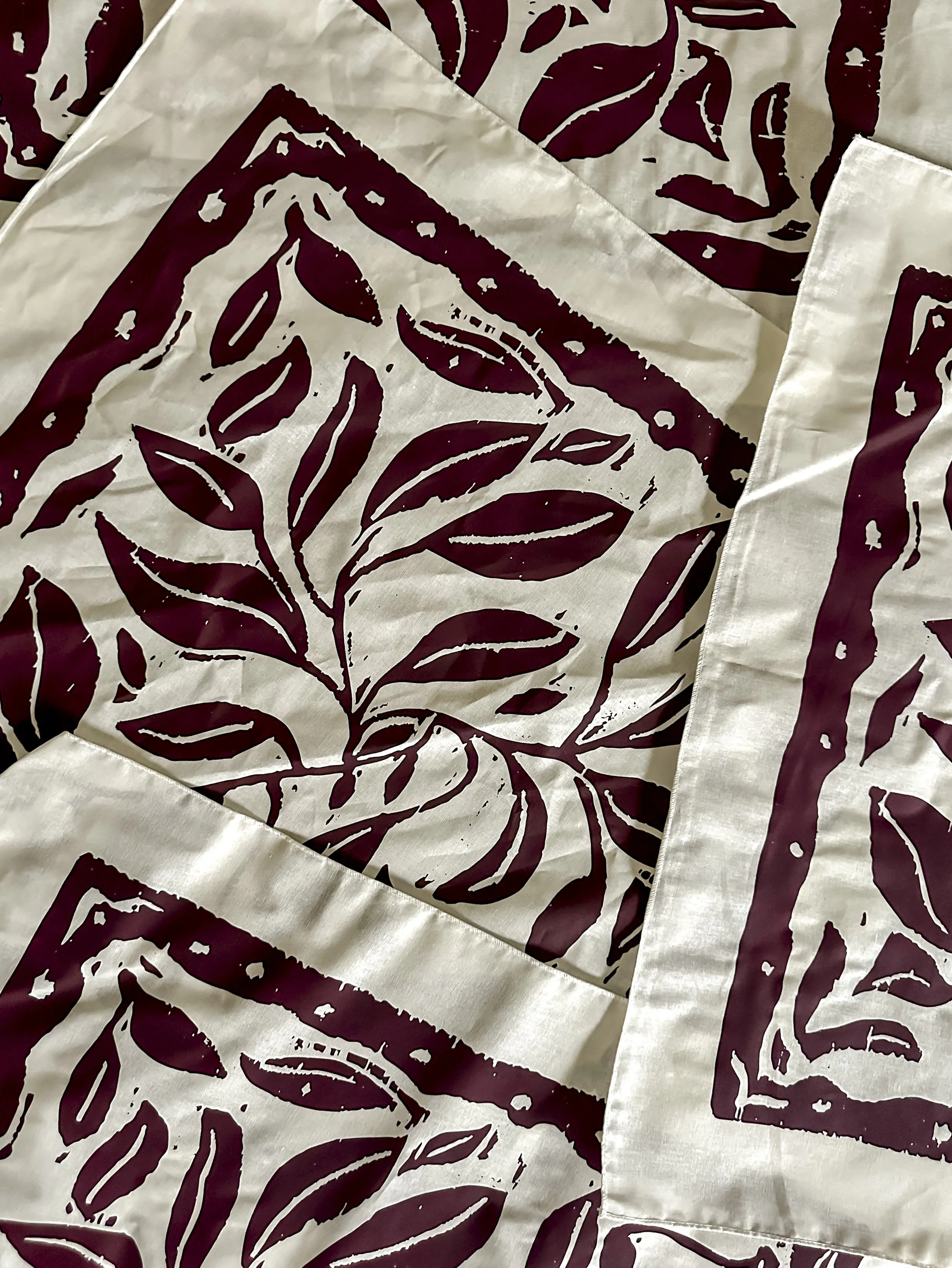Botanical Bandana - Dark Cherry Print