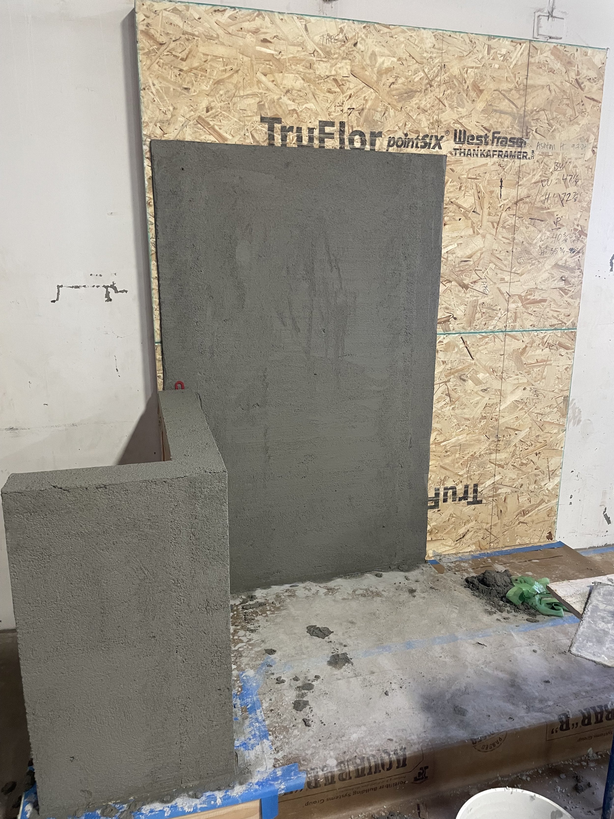 Mortar floated wall that Ashton Hayes created for his advanced mud certification test. ACT MUD #46