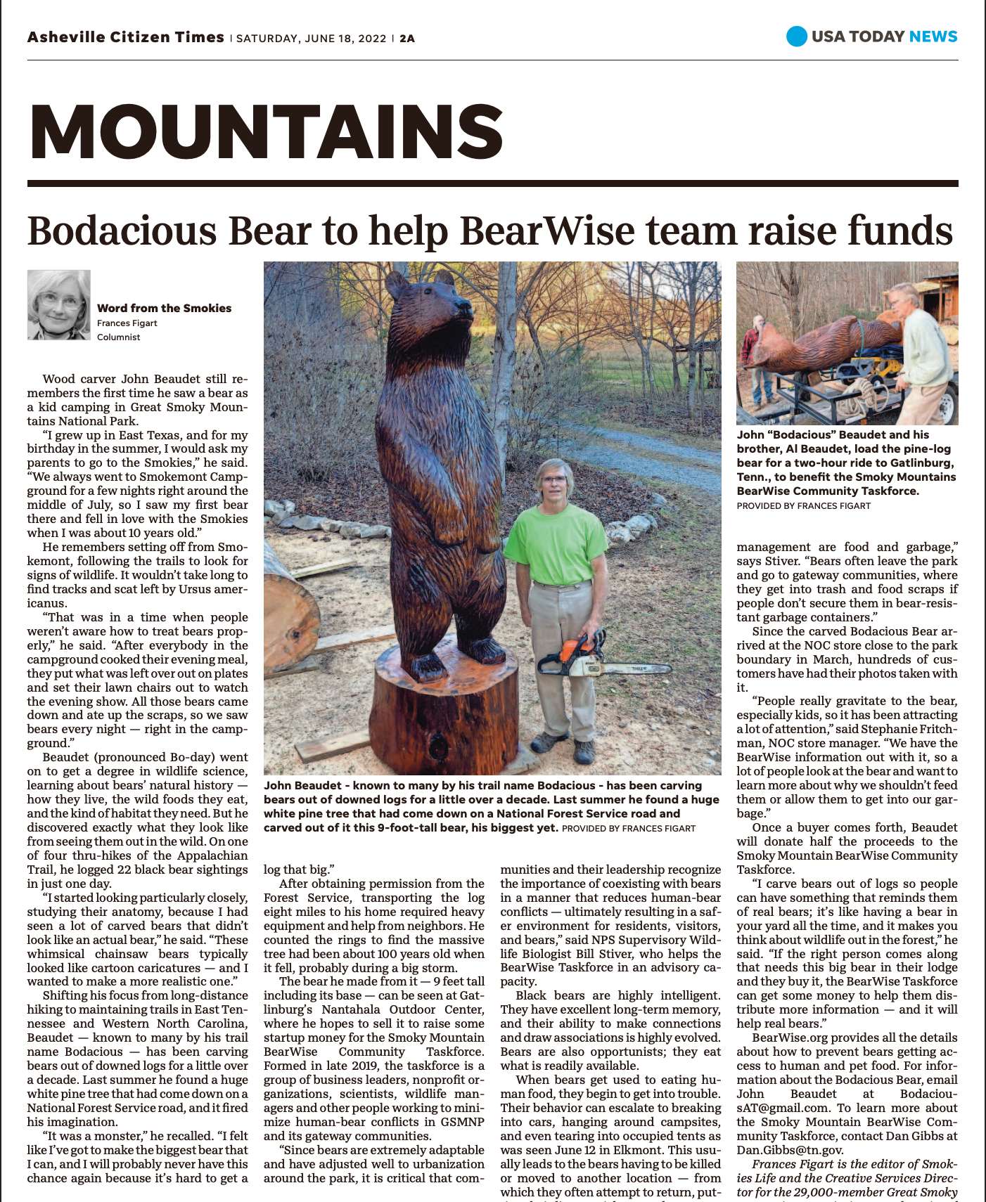 June 18, 2022: Bodacious Bear to help BearWise team raise funds