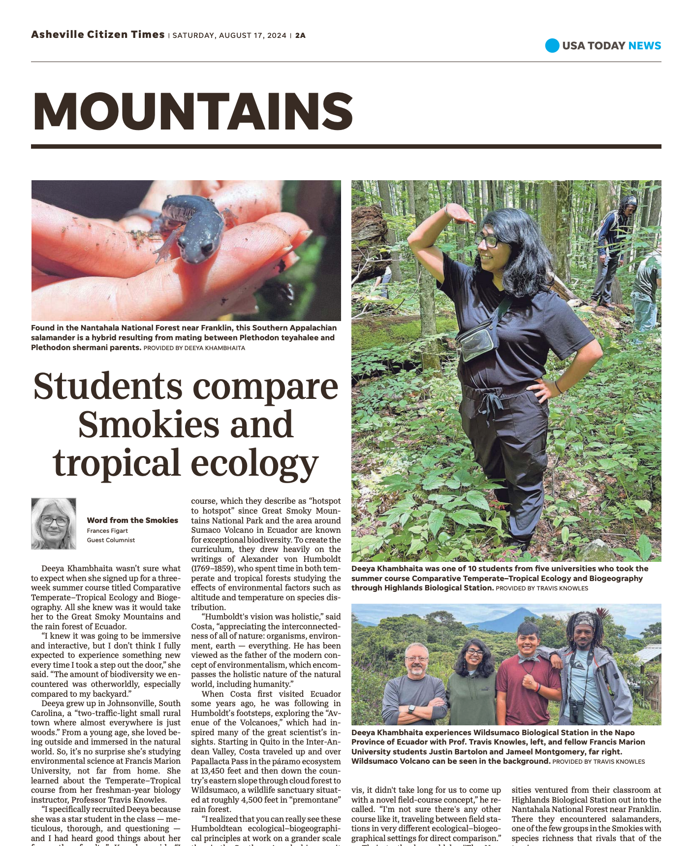 September 28, 2024: Students learn about birds in Ecuador and Smokies