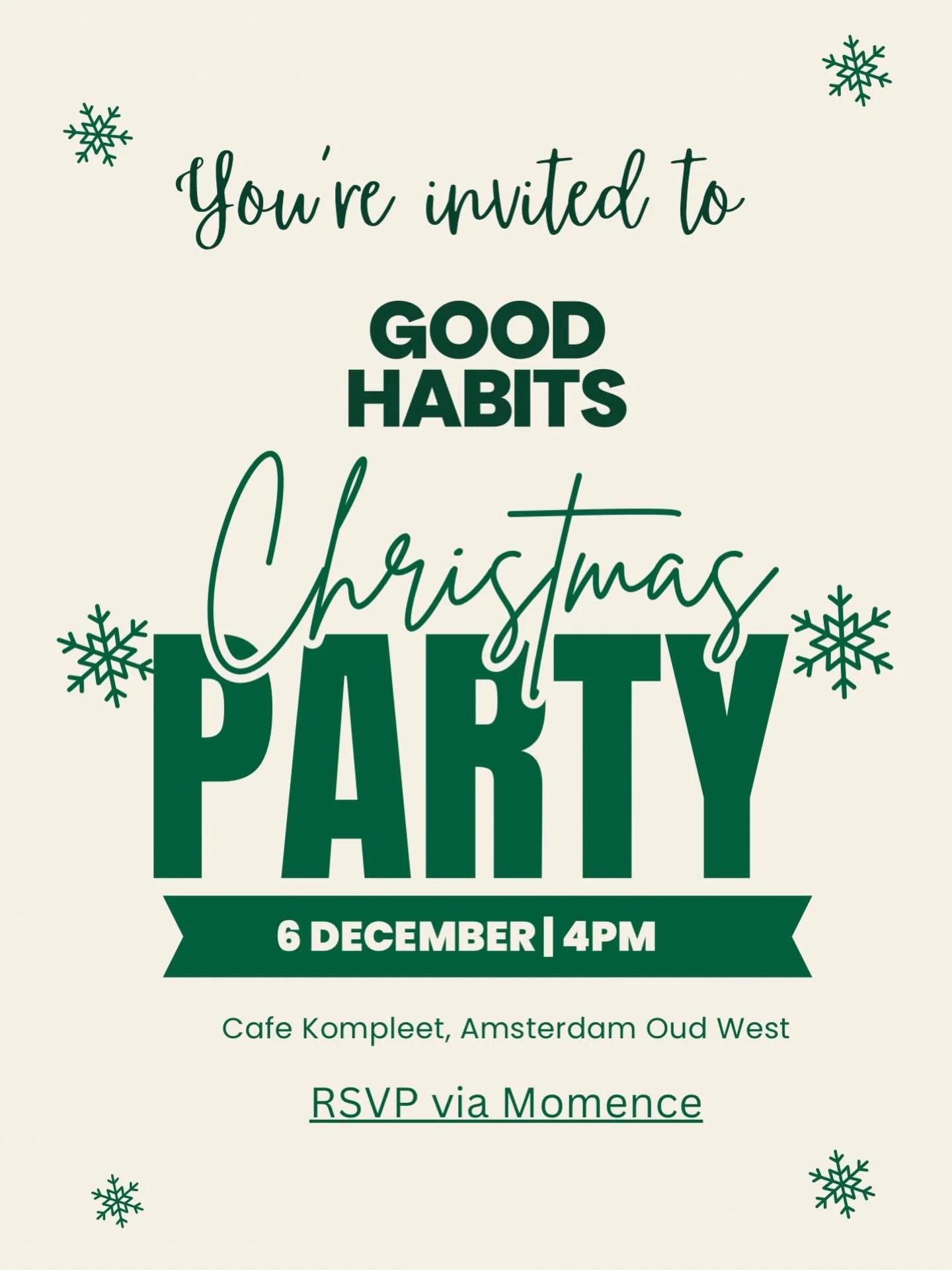 Plans this Saturday? Good Habits inaugural Christmas Party! 🎄🤶 Whether you&rsquo;ve attended once or 40 times (hello @rachelettridge) we would love to see you at Cafe Kompleet at 4pm. Join us for an hour or for three and it&rsquo;s totally free! (S
