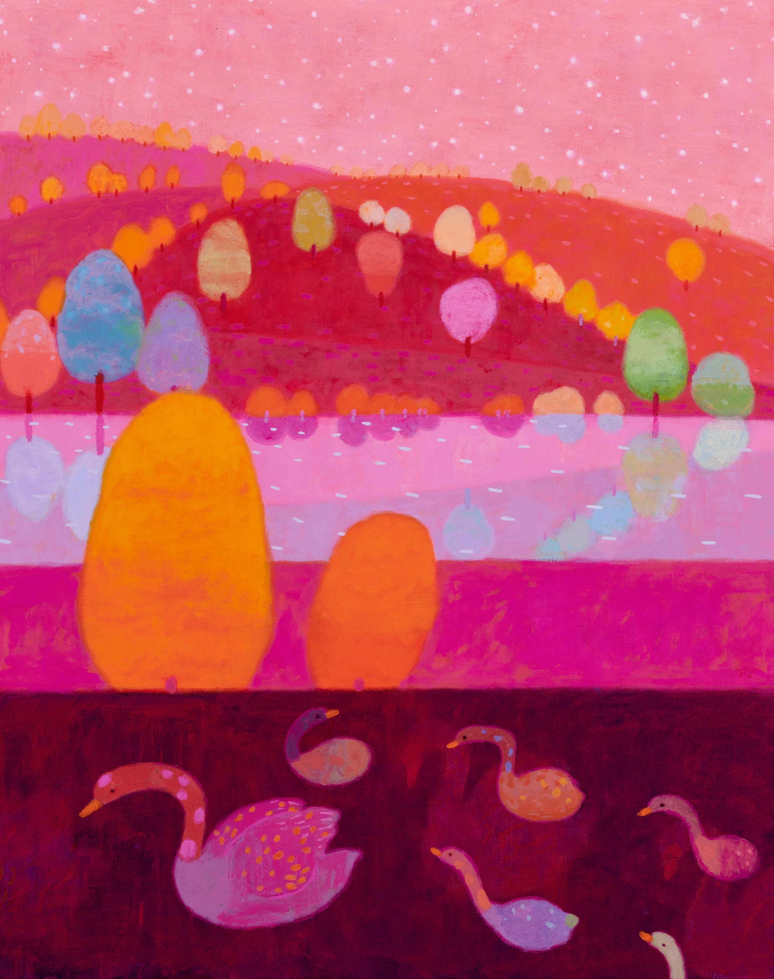 "The Swim Team", 2025, Acrylic on linen, 91x72.5cm