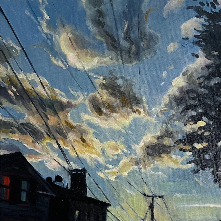 Home Fires II, oil on canvas, 12"x12"