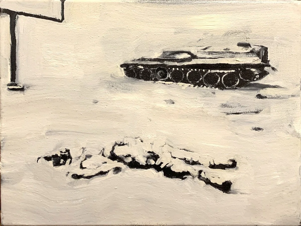 Kharkiv, after Tyler Hicks, oil on canvas, 8"x10"