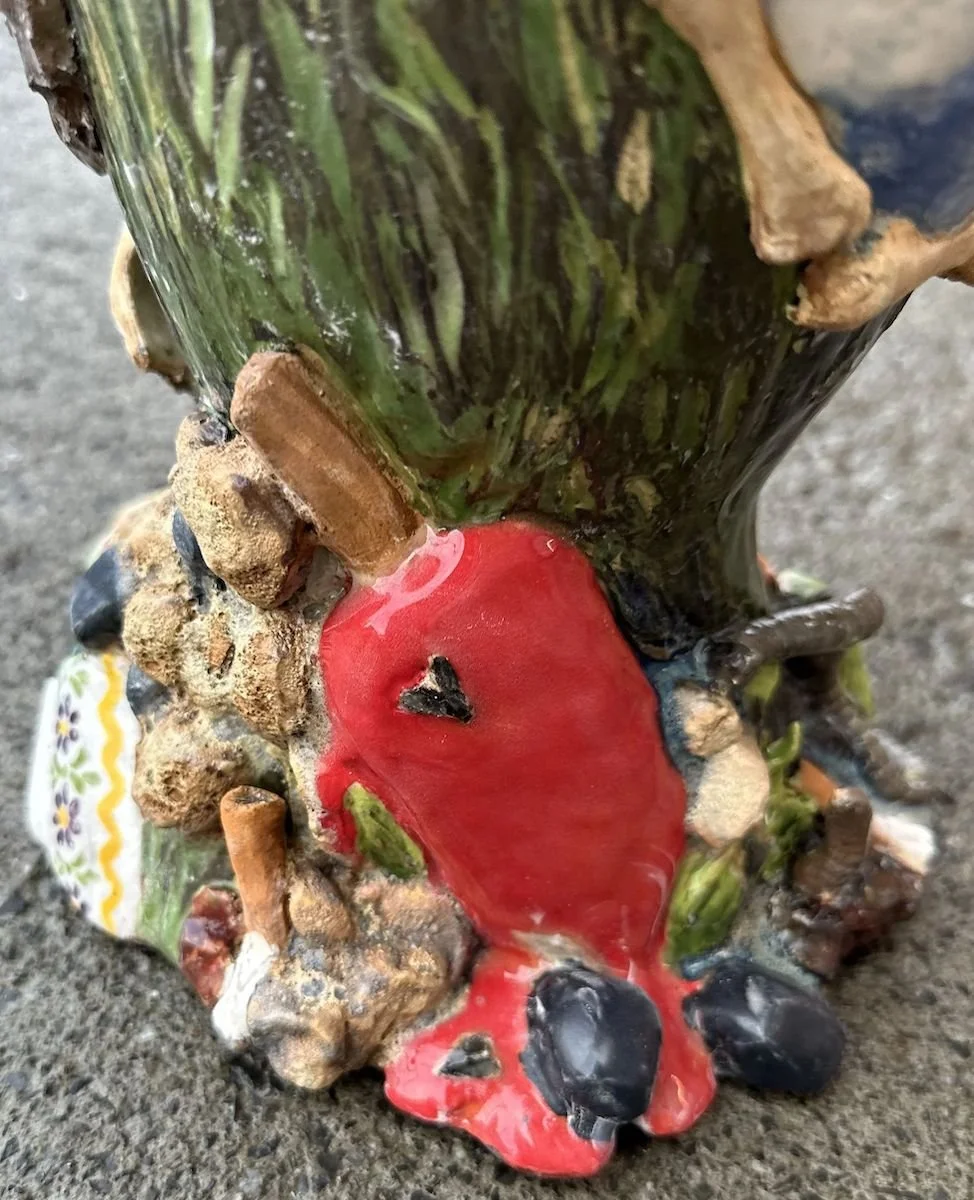 Close-up of a vase detail with melting popsickle