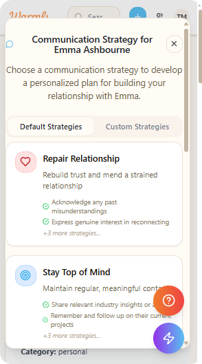 Warmli personalized relationship plans