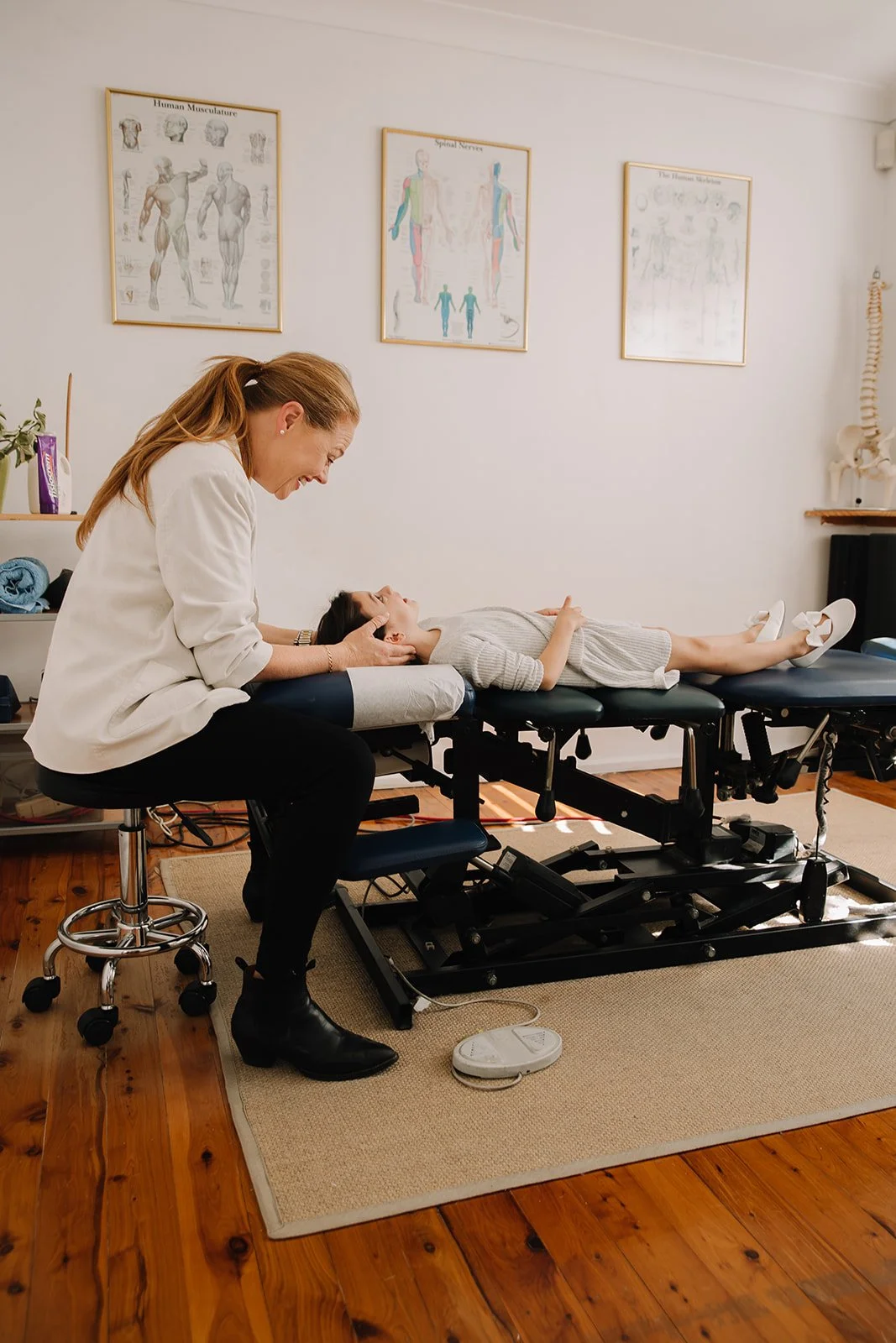 Chiropractor performing spinal adjustment at Belrose Chiropractic, Belrose NSW