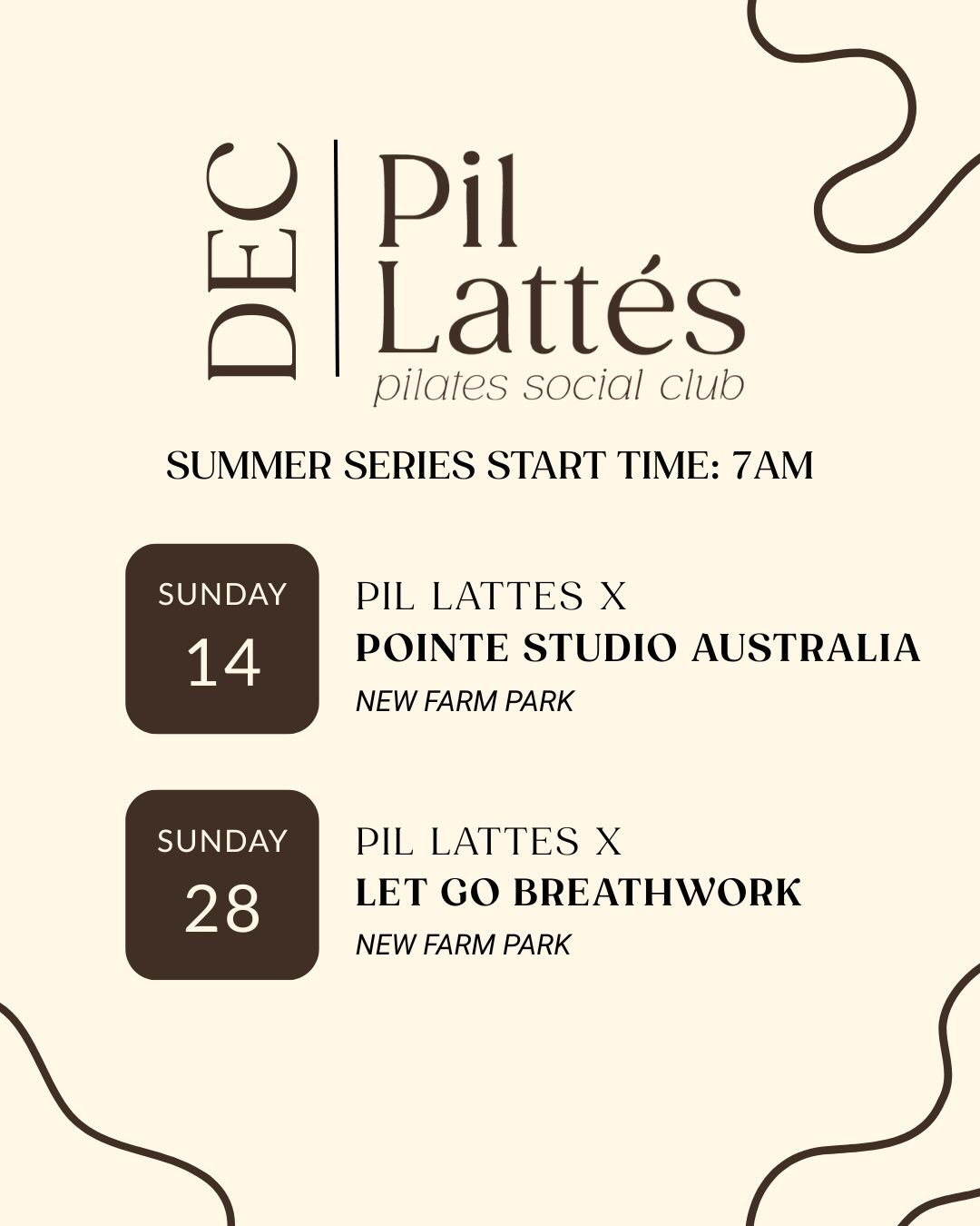 All I want for Christmas is&hellip;pulses? 😬🎄😉
All events open for regos, link in bio!

#pilates #matwork #pilatesinthepark #brisbanepilates #freeevent #sunday #community #socialclub #communityclub #fitnessclub #workout #december #classschedule #g