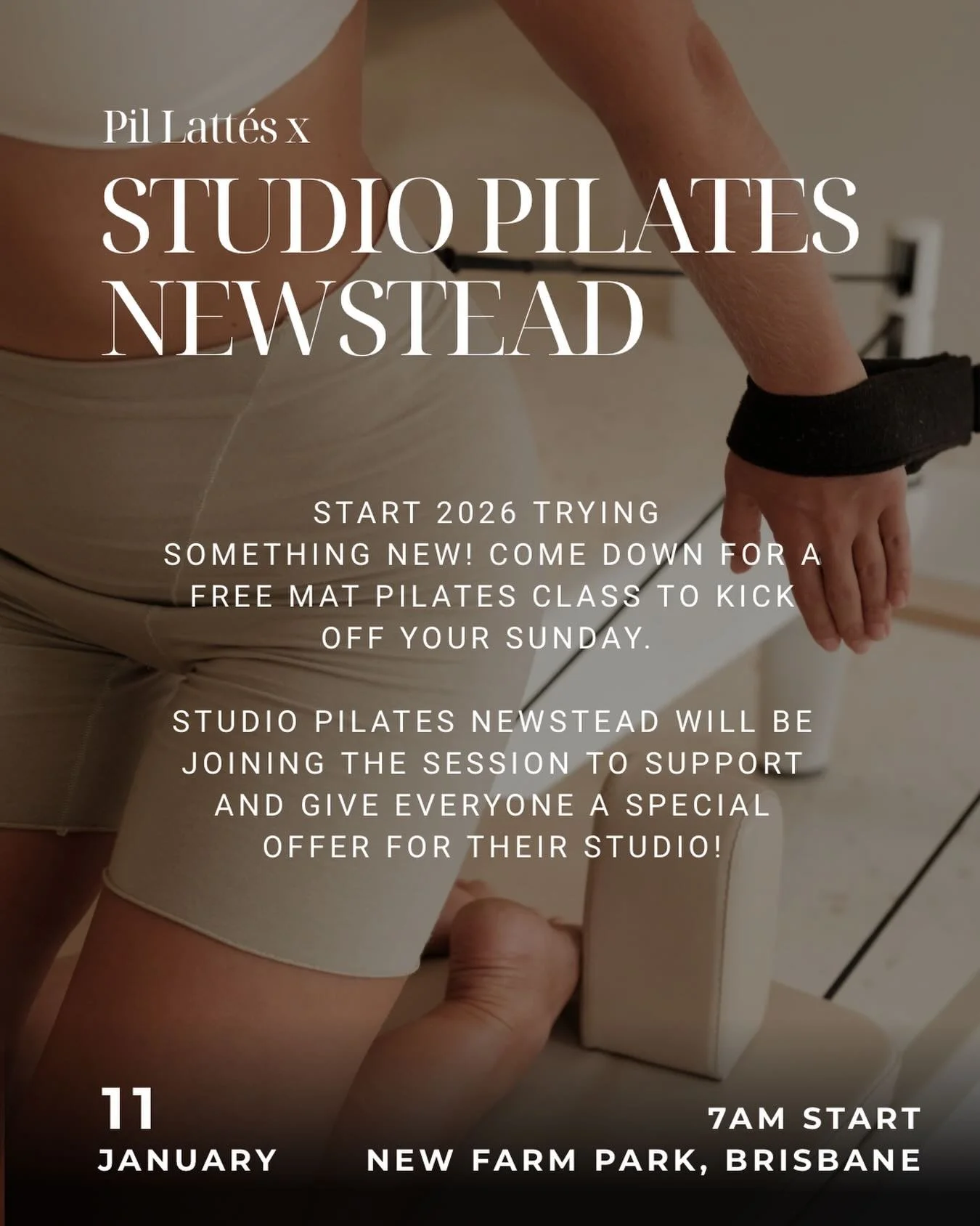 Let&rsquo;s do it 2026! Join us this Sunday at 7am for a free mat class + a special offer from @studiopilates_newstead 🙌🏼 link in bio to register 

#pilatesinthepark #matpilates #reformerpilates #freeevent #communityclub
