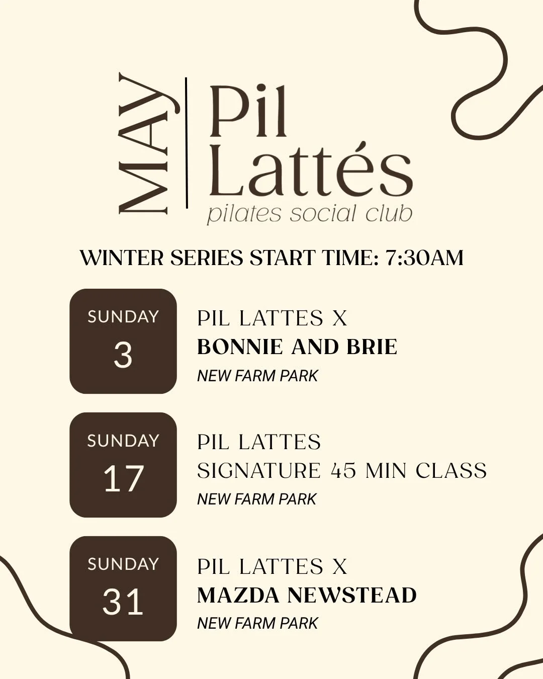 Winter hours are back! Sleep in a little longer, and meet at the park for a 7:30am start 😴 

All links in bio! 

#pilates #pilatesinthepark #freeevent #brisbane #socialclub