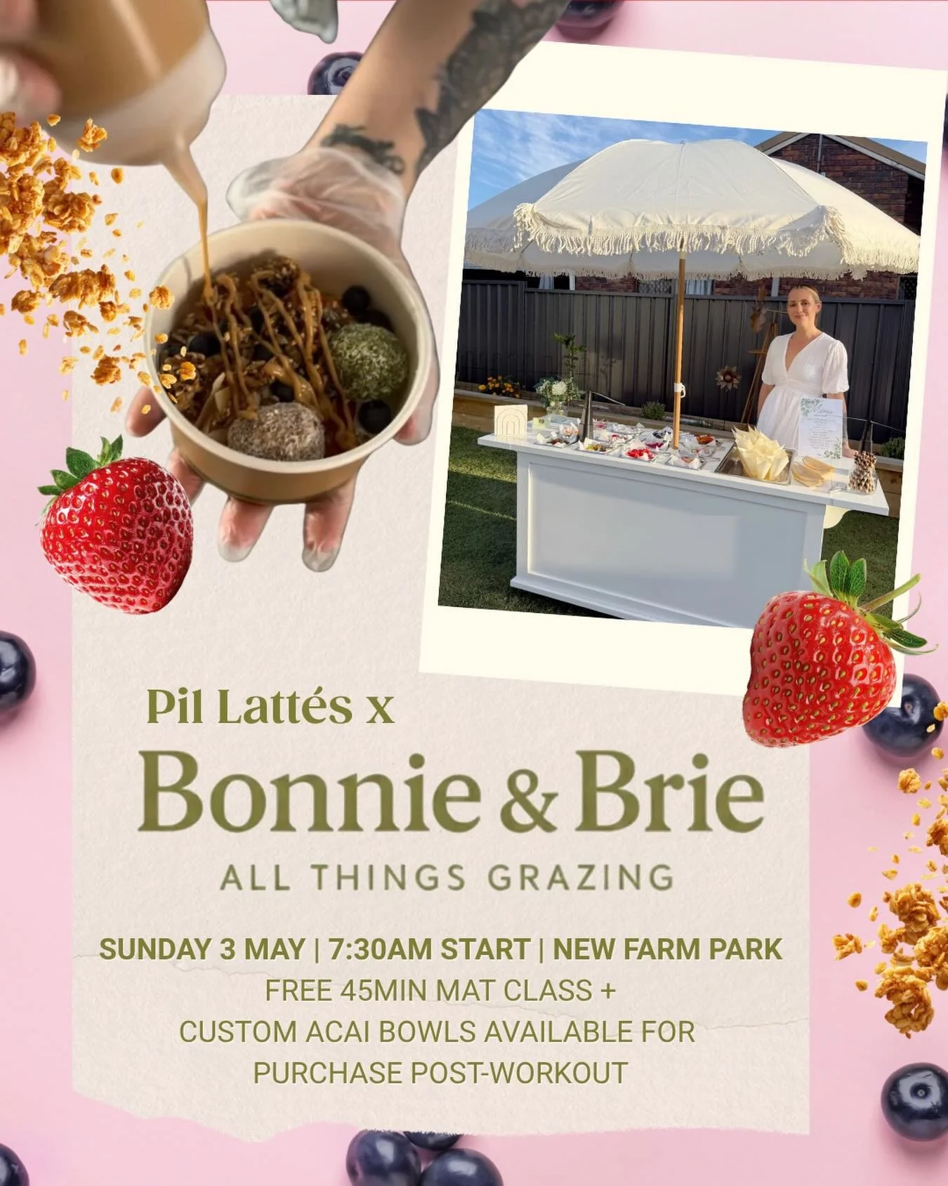 Sunny skies 🤞🏼 + morning movement + a&ccedil;a&iacute; bowls = perfect long weekend activity 

Remember to register via link in bio 

#acai #pilates #freeevent #pilates #pilatesinthepark