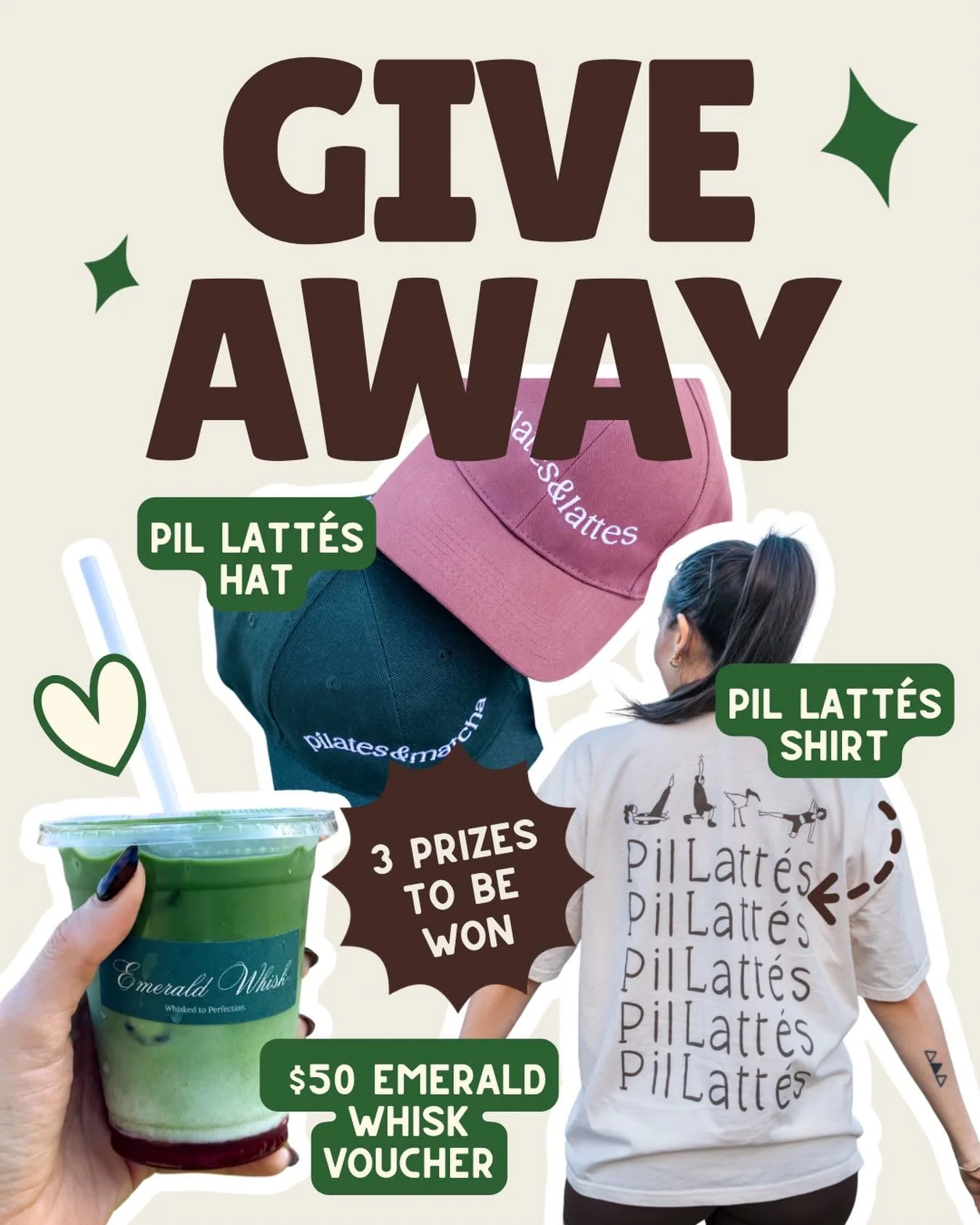 Ok&hellip;.in anticipation to be back up and pulsing 🤞🏼🤞🏼🤞🏼for the next fortnight, we&rsquo;re doing a giveaway! 3 prizes to be won: 

👚 1st prize - Pil Latt&eacute;s shirt
🍵 2nd prize - $50 @emerald_whisk voucher 
🧢 3rd prize - Pil Latt&eac