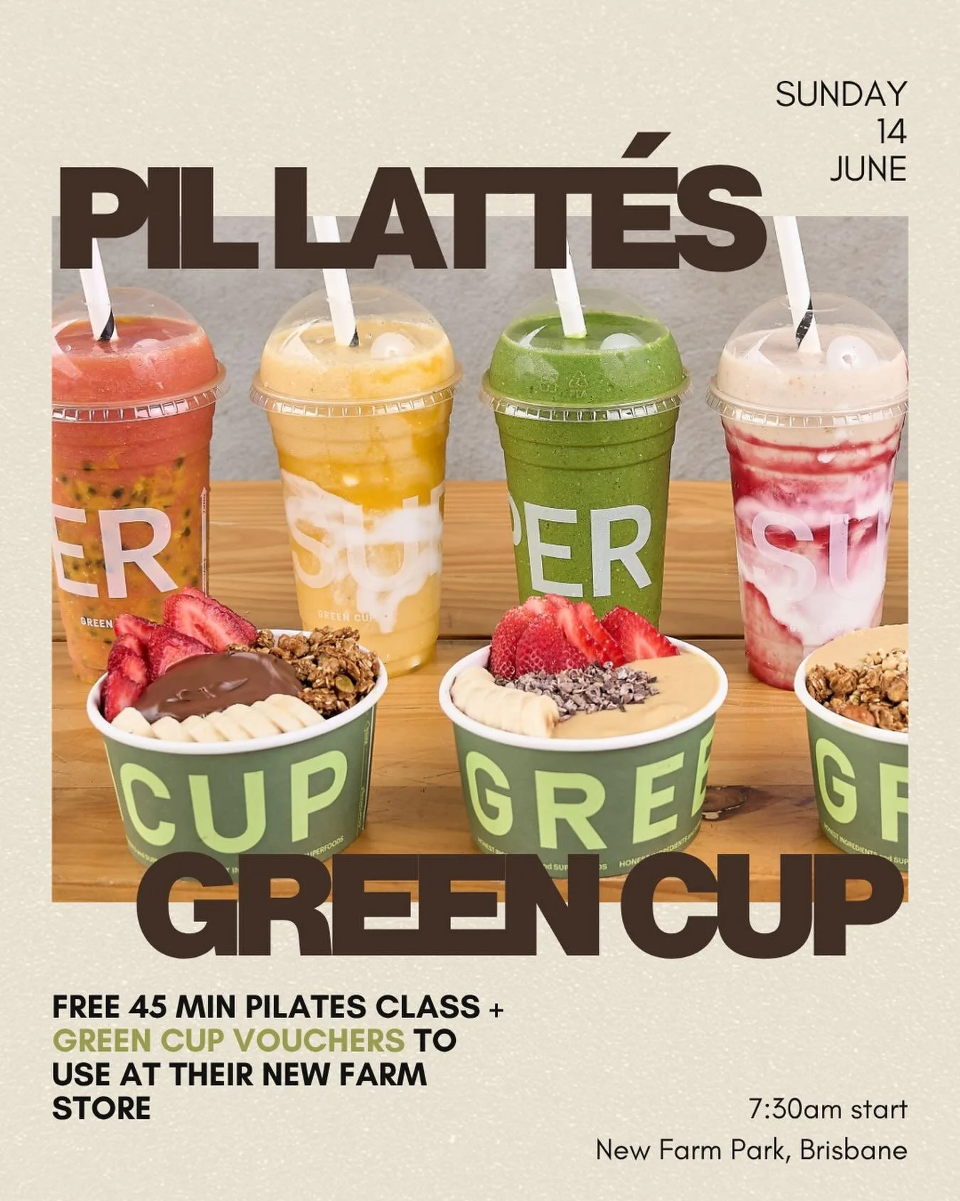 A&ccedil;a&iacute; bowl Sundays 😍 grab your @green.cup voucher after our session this Sunday 14th June! 

Link in bio to register

#pilates #pilatesinthepark #acai #free #community