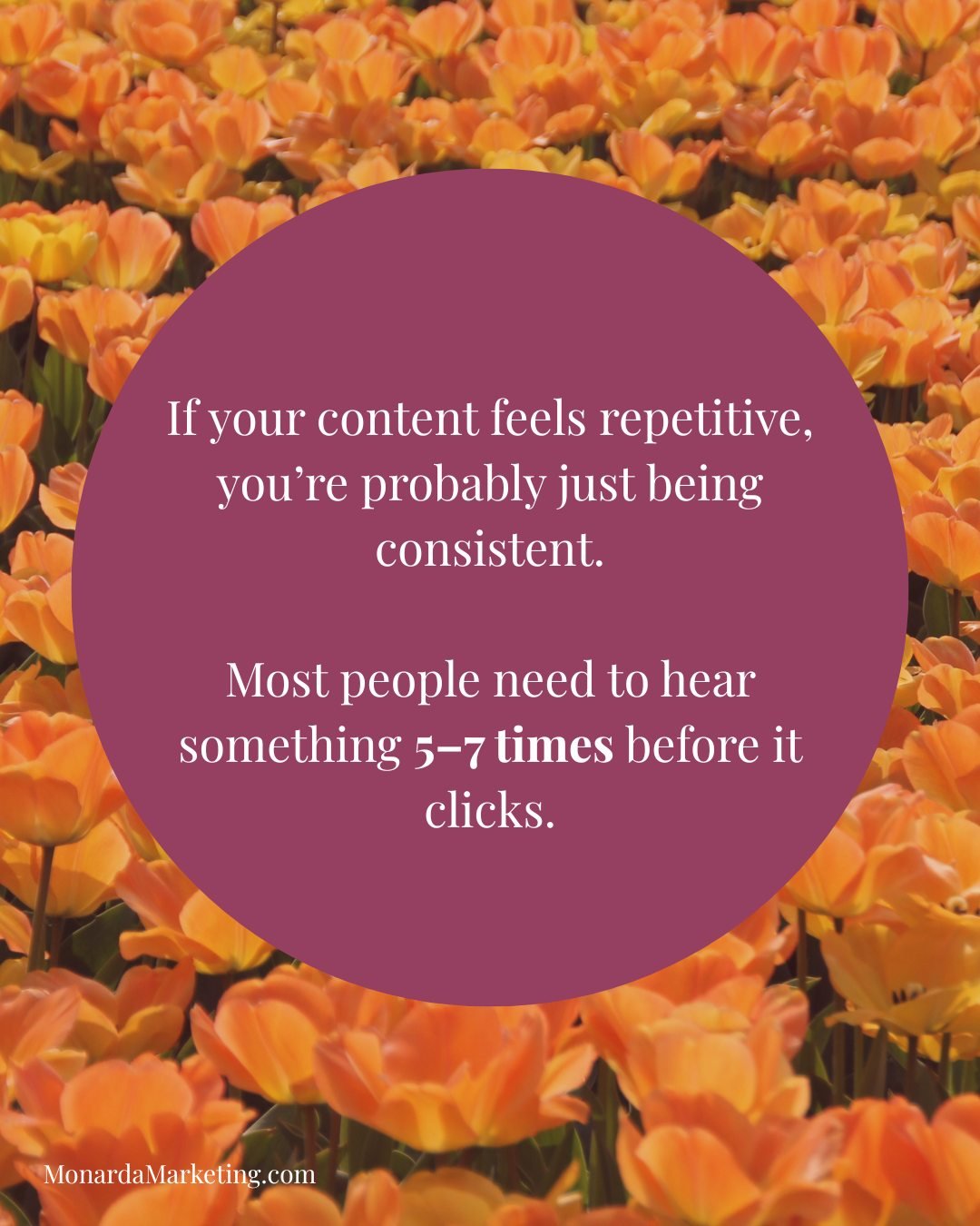 It's all about being consistent and having a clear message for your audience.

If it feels repetitive to you, you're probably doing it right! Remember not everyone who follows you will see everything you post.
